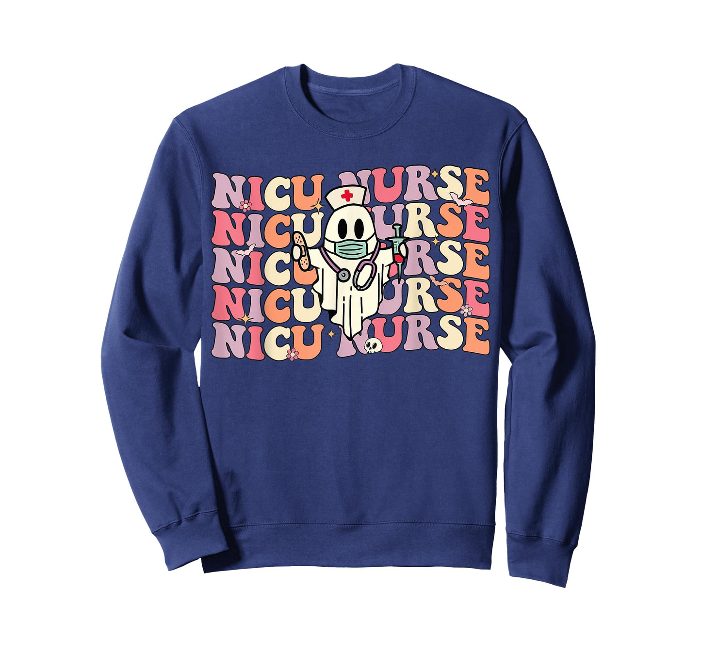 Groovy NICU Nurse Halloween Ghost Costume Neonatal Nurse T-Shirt