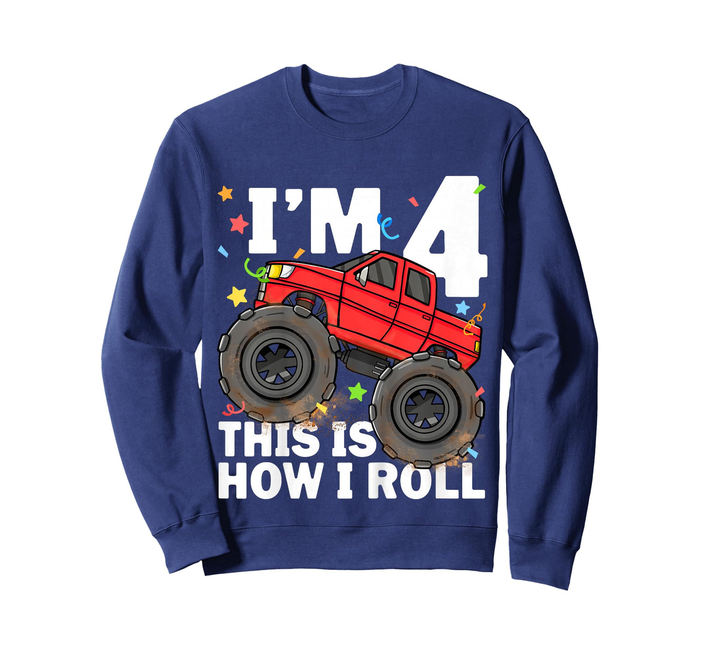 Kids Monster Truck 4th Birthday Boy Toddler 4 Four Year Old T-Shirt