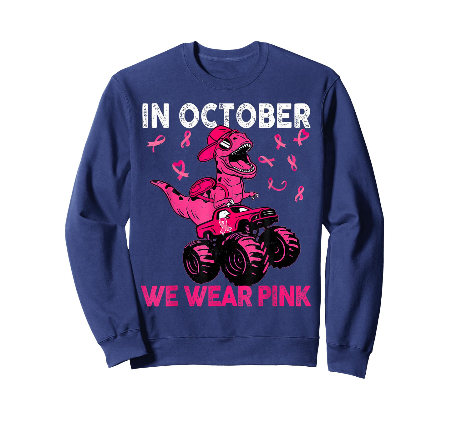 in October We Wear Pink Breast Cancer Trex Dino Kids Toddler T-Shirt