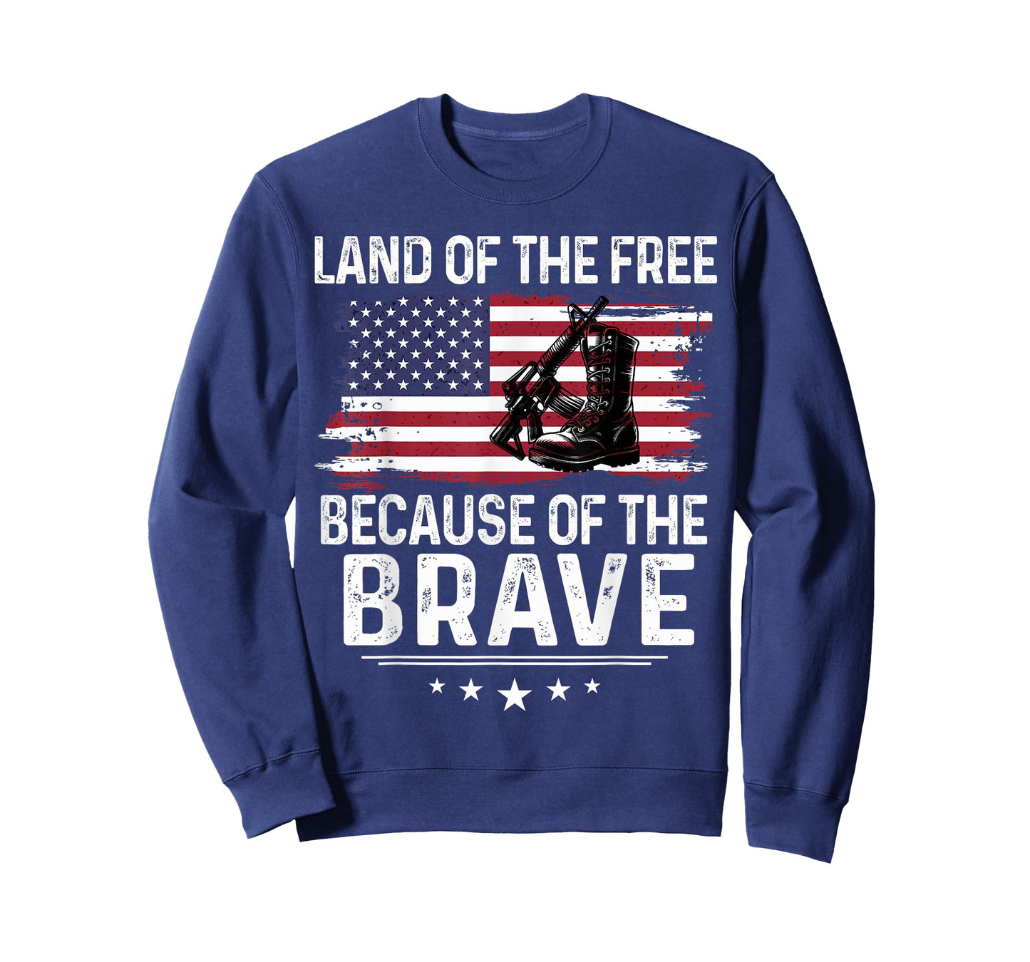 Land of the Free Because of the Brave Tee Military Boots T-Shirt