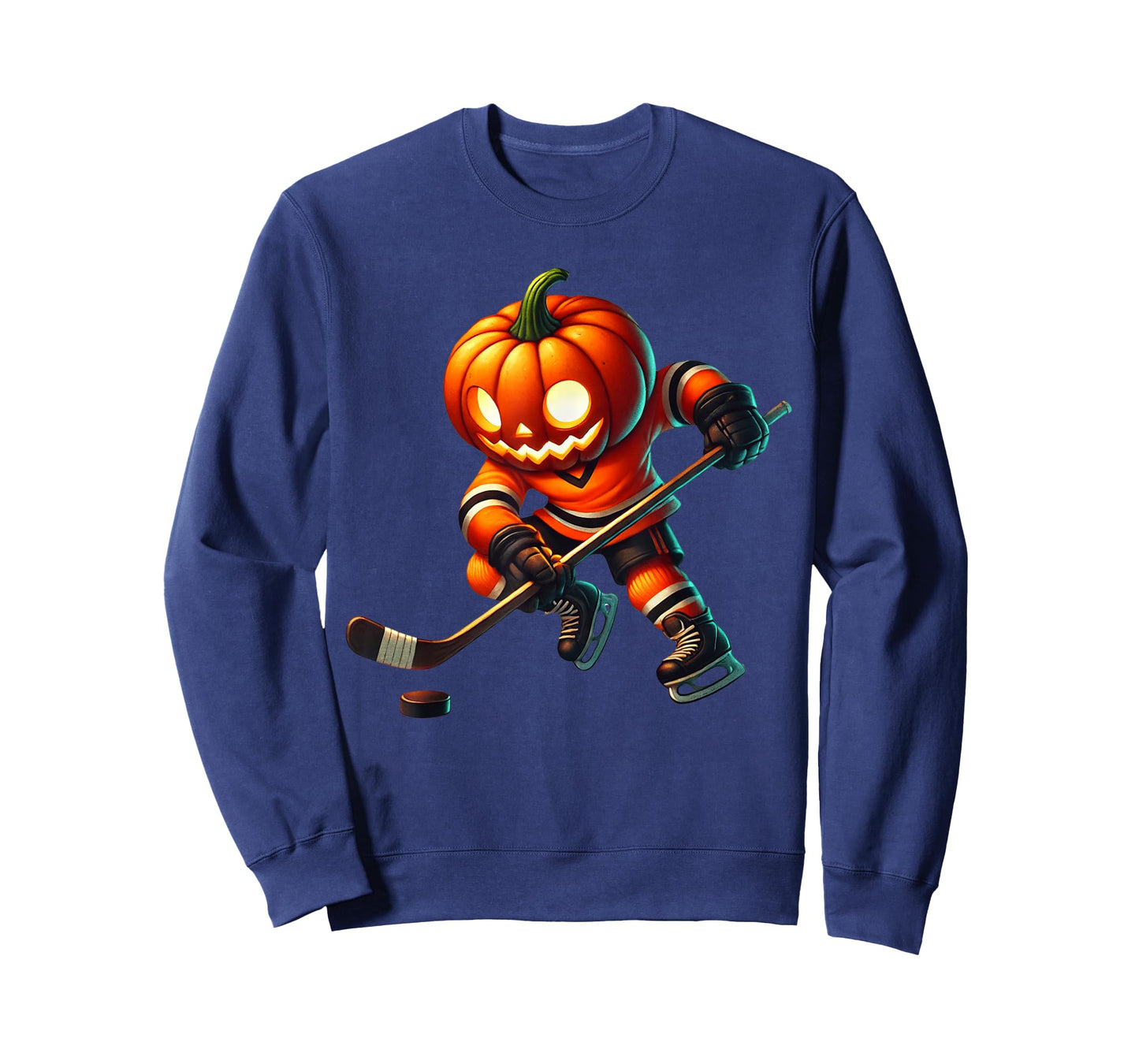 Ice Hockey Pumpkin Face Halloween Costume Men Boys Kids T-Shirt