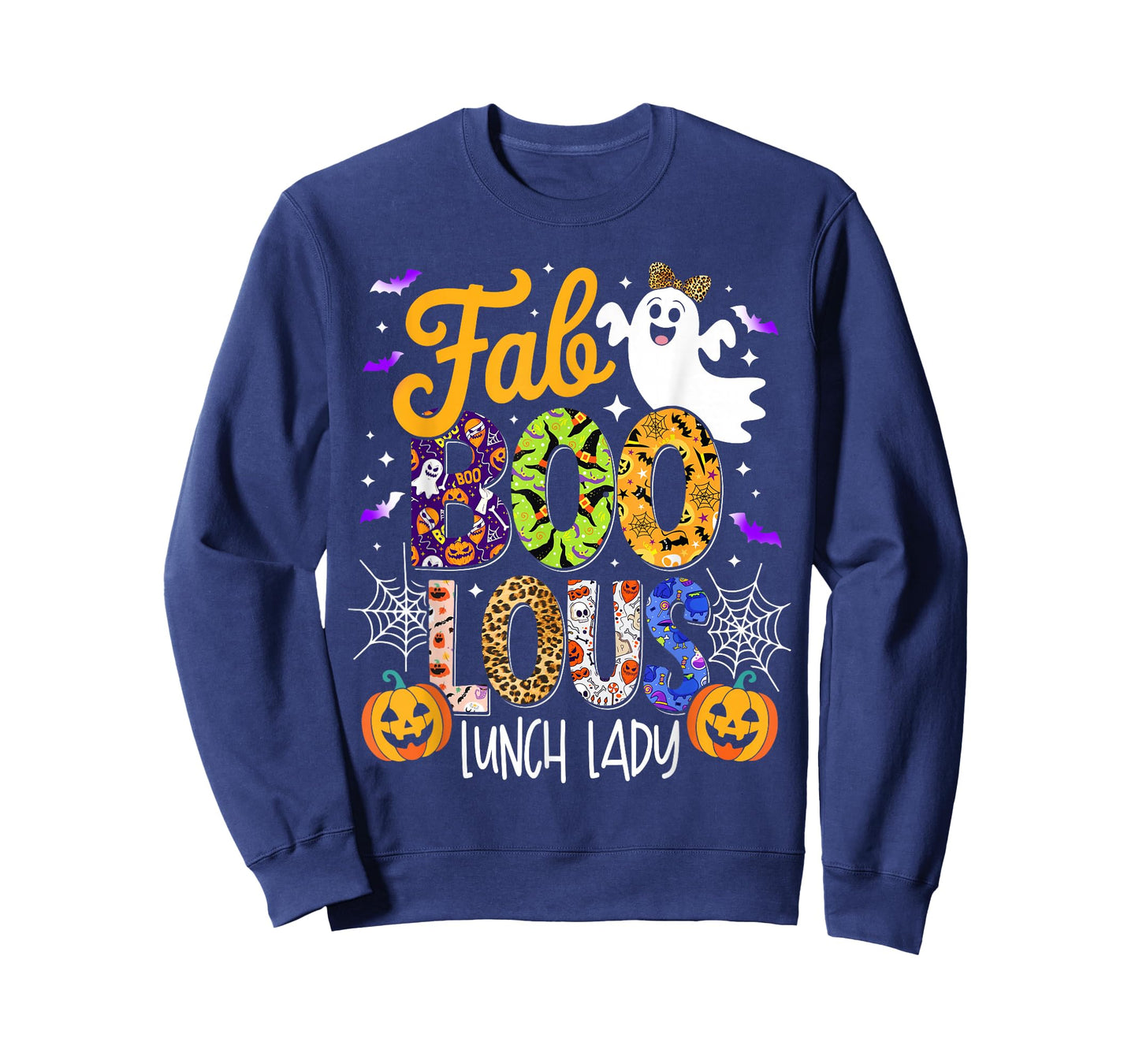 Fab Boo Lous Lunch Lady Faboolous Halloween Pumpkin Ghost T-Shirt