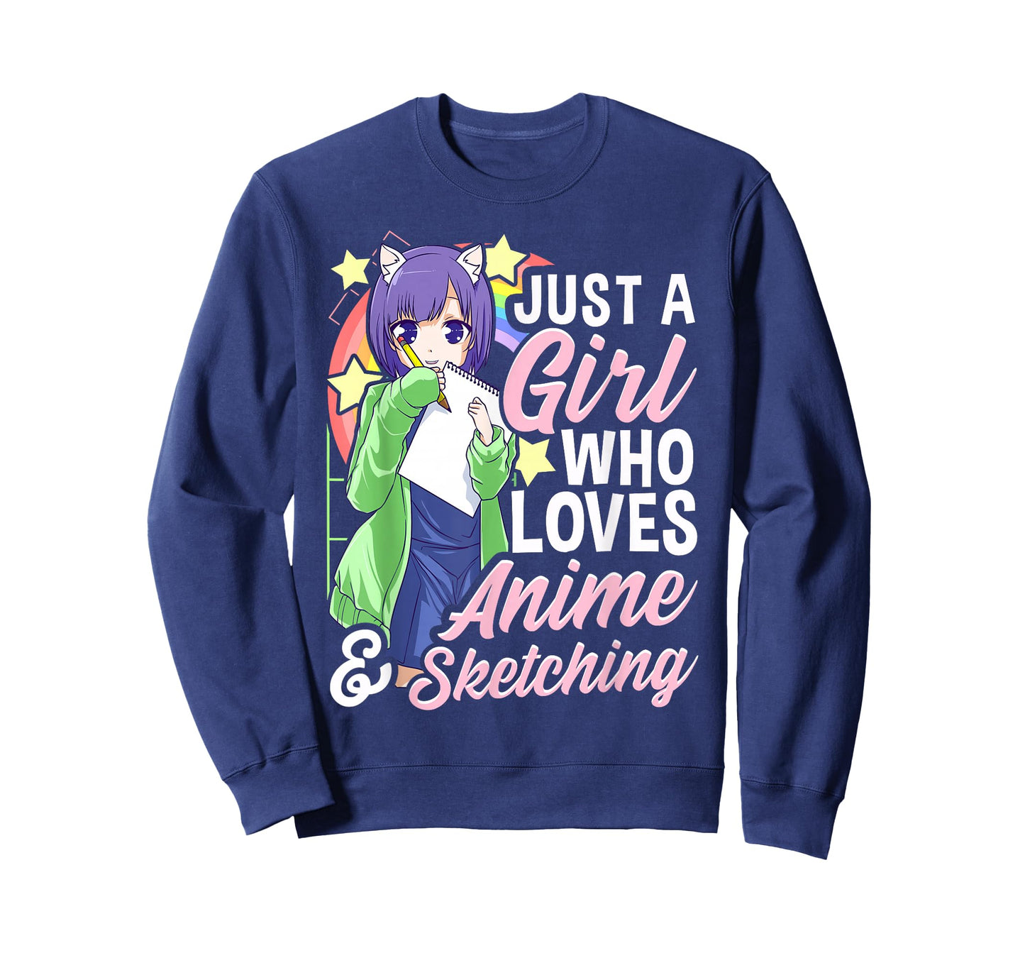 Anime Girl Just a Girl Who Loves Anime and Sketching Drawing T-Shirt Small