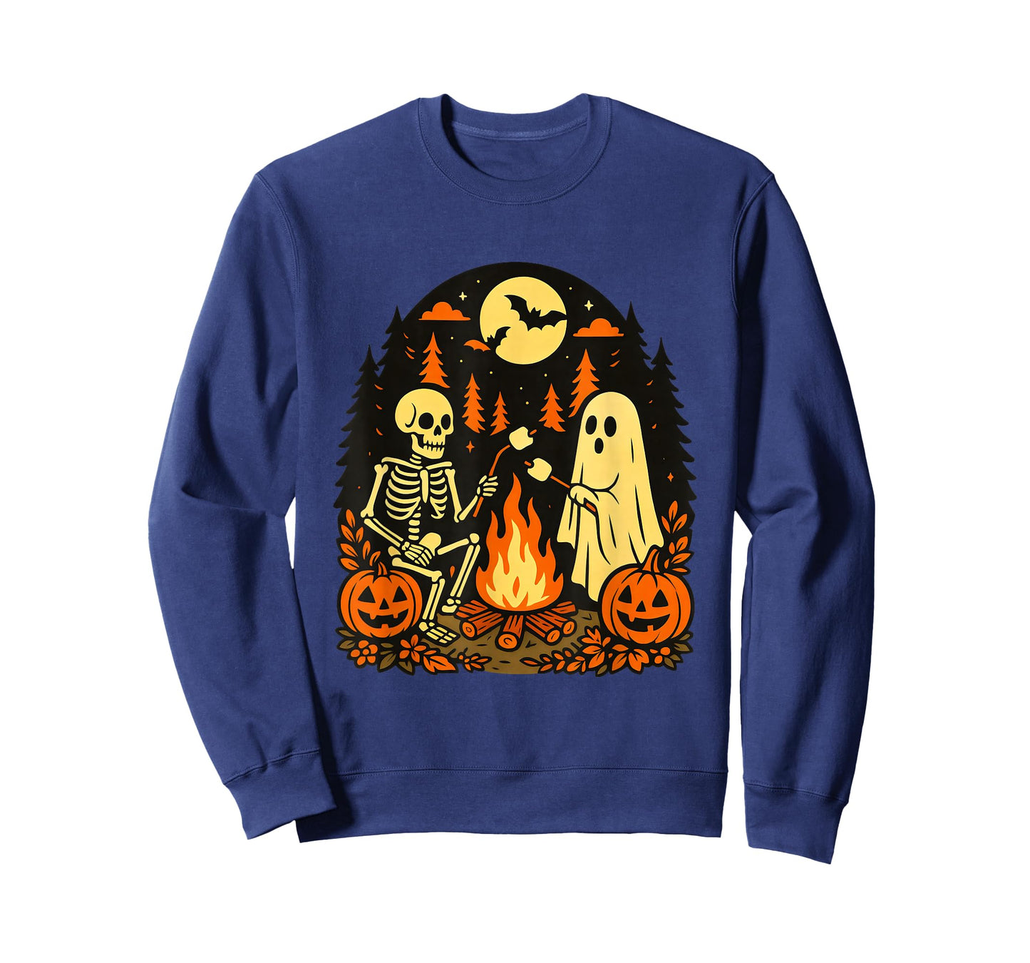 Halloween Spooky Skeleton and Ghost Campfire Vintage T-Shirt