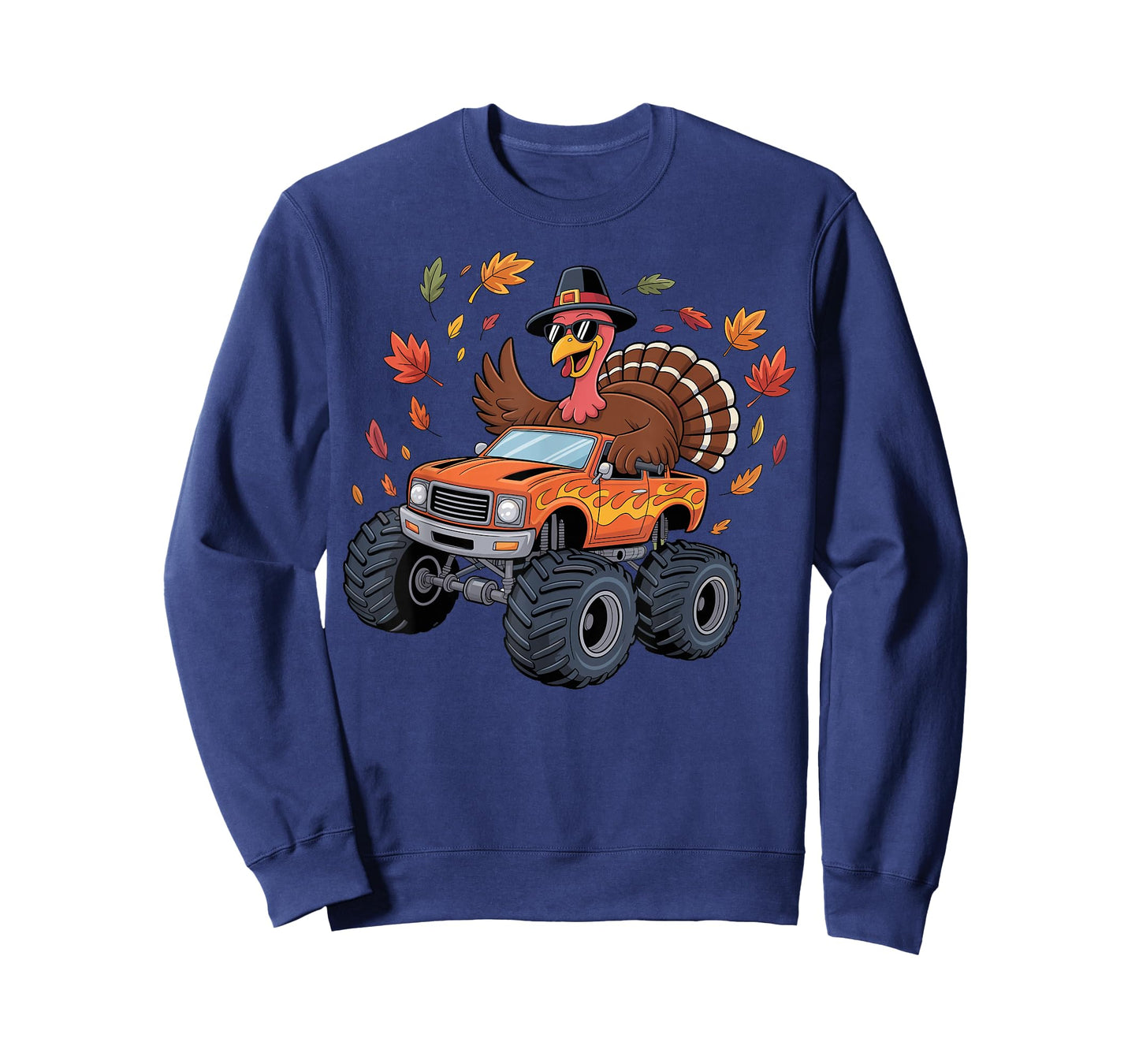 Thanksgiving Turkey Riding Monster Truck Boys Kids Youth T-Shirt