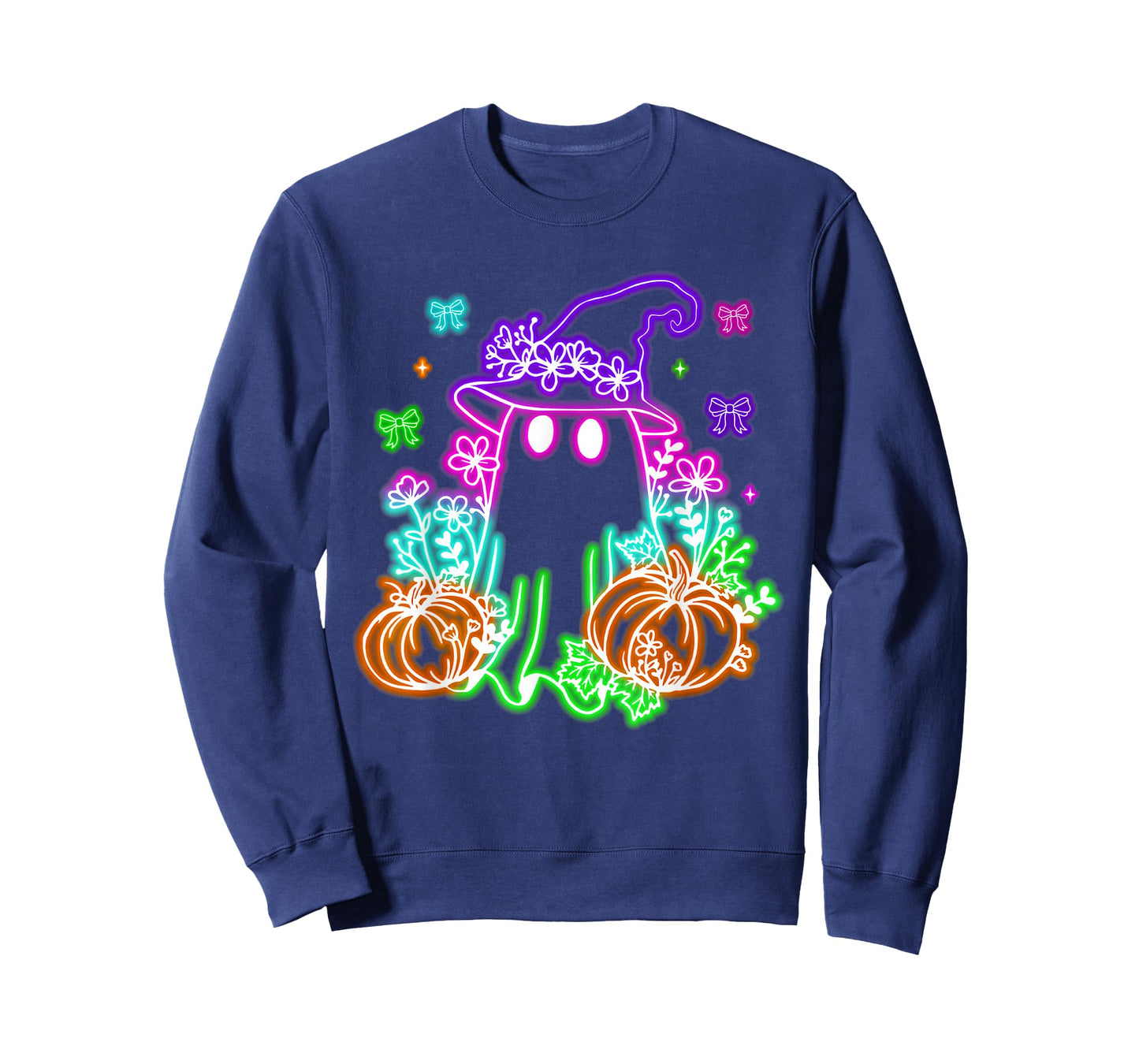 Cute Boo Halloween Ghost Witch Pumpkin Trendy Halloween Neon T-Shirt
