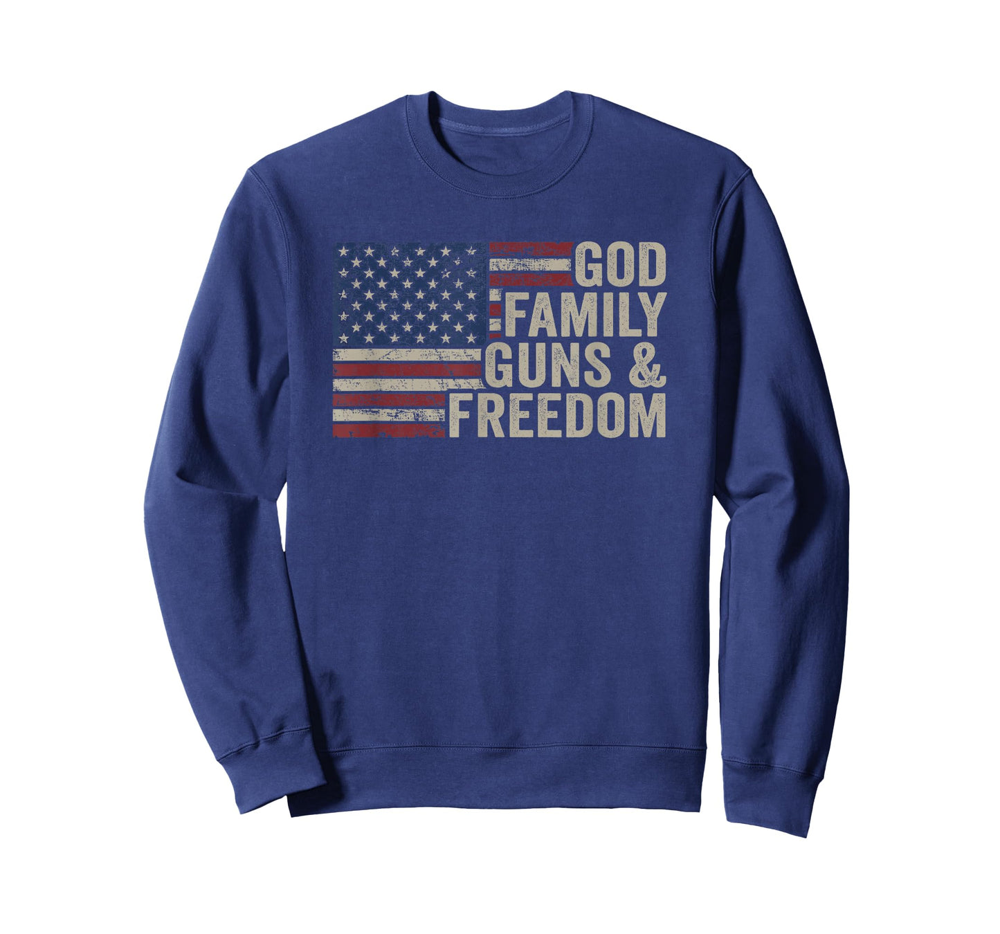 GOD Family Guns & Freedom - Pro Gun Vintage USA Flag T-Shirt