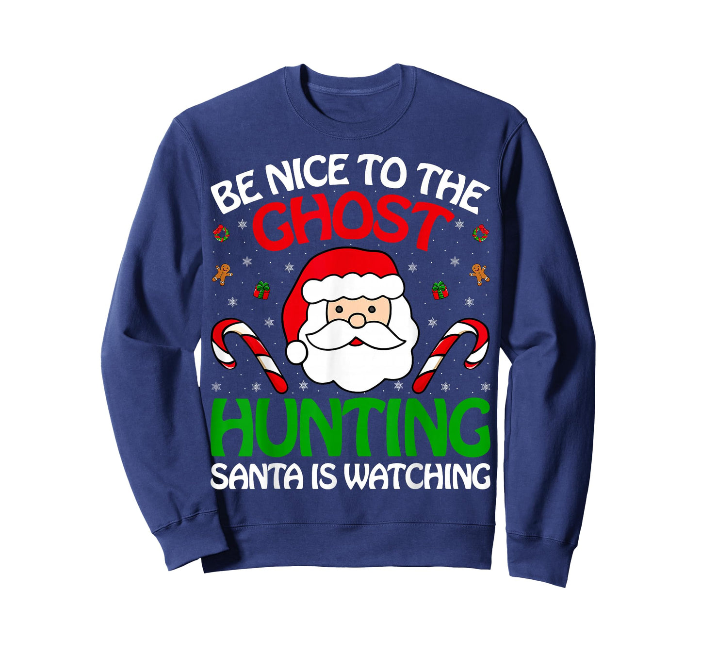 Ghost Hunting Santa Watching Christmas Paranormal Researcher T-Shirt