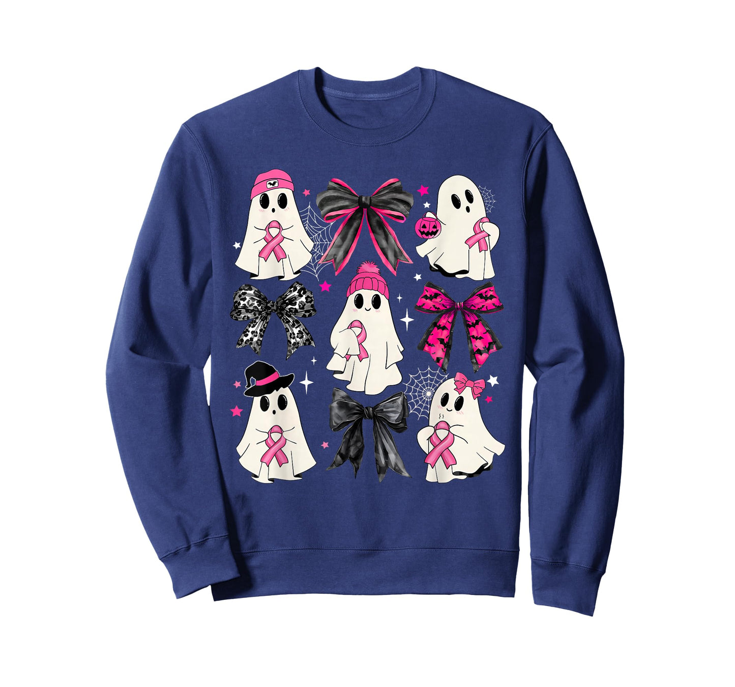 Ghost Halloween Pink Coquette Bow Breast Cancer Awareness T-Shirt