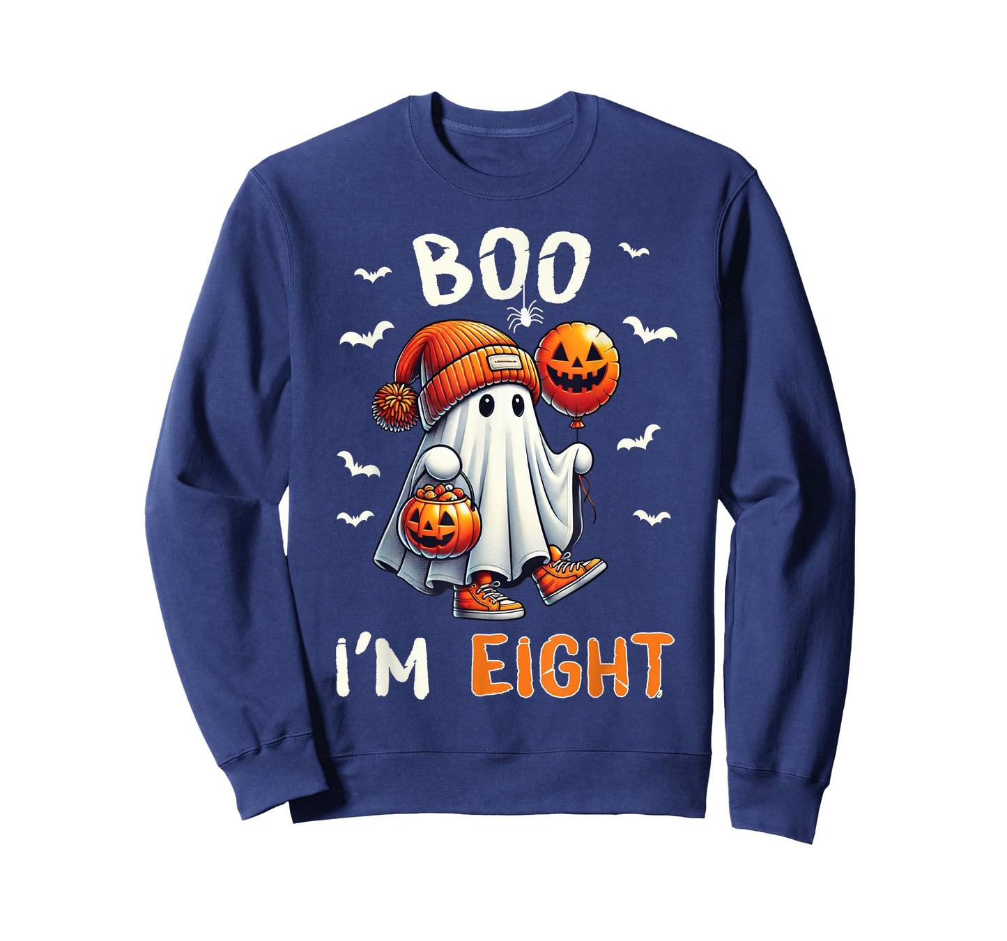 Boo I'm Eight Ghost 8th Birthday Halloween Boy Kids Groovy T-Shirt
