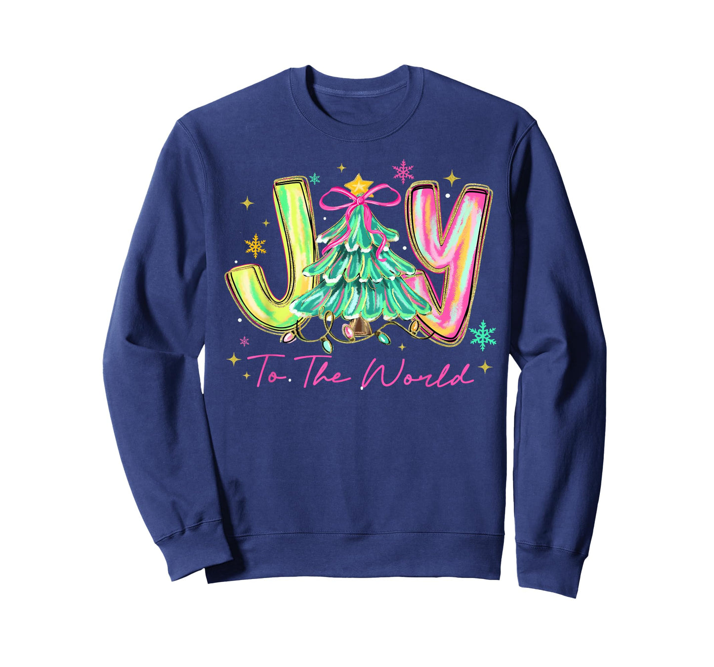 Joy to The World Merry Christmas Tree Coquette Bow Girly T-Shirt