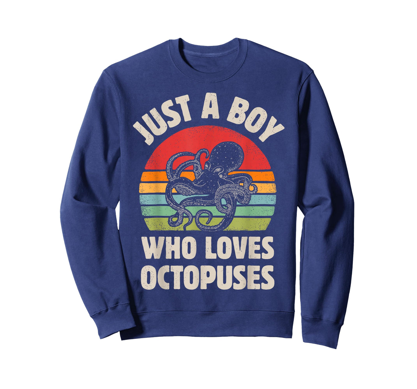 Octopus Just A Boy Who Loves Sea Animals Men Retro Vintage T-Shirt