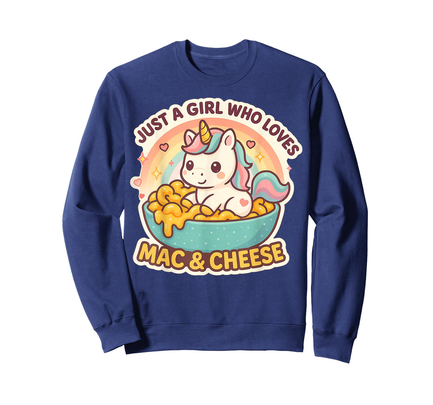Unicorn Mac and Cheese Rainbow Kawaii Foodie Girl Pasta T-Shirt