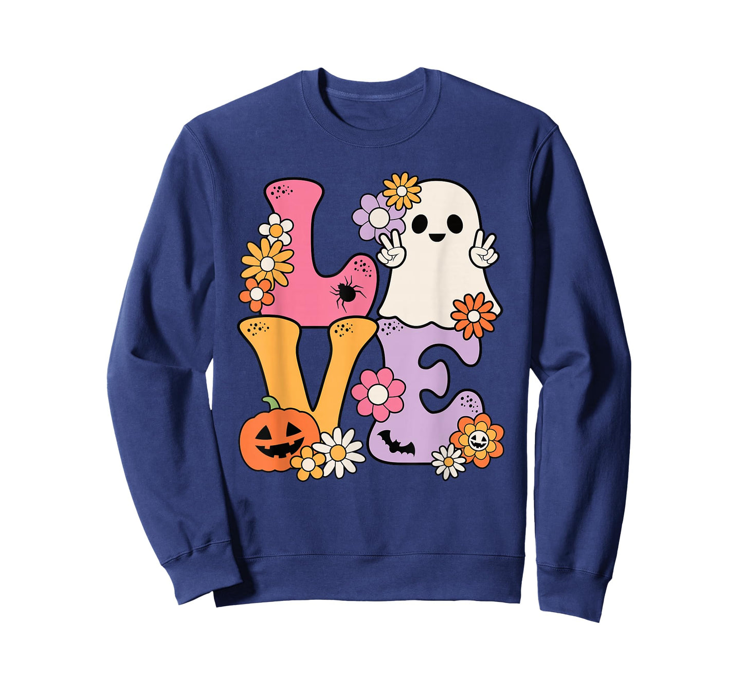Groovy Halloween Love Costume Ghost Pumpkin Women Girls Kids T-Shirt