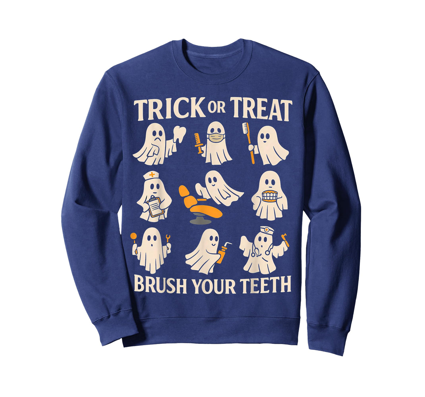 Trick Or Treat Brush Your Teeth Ghost Cute Halloween Dentist T-Shirt