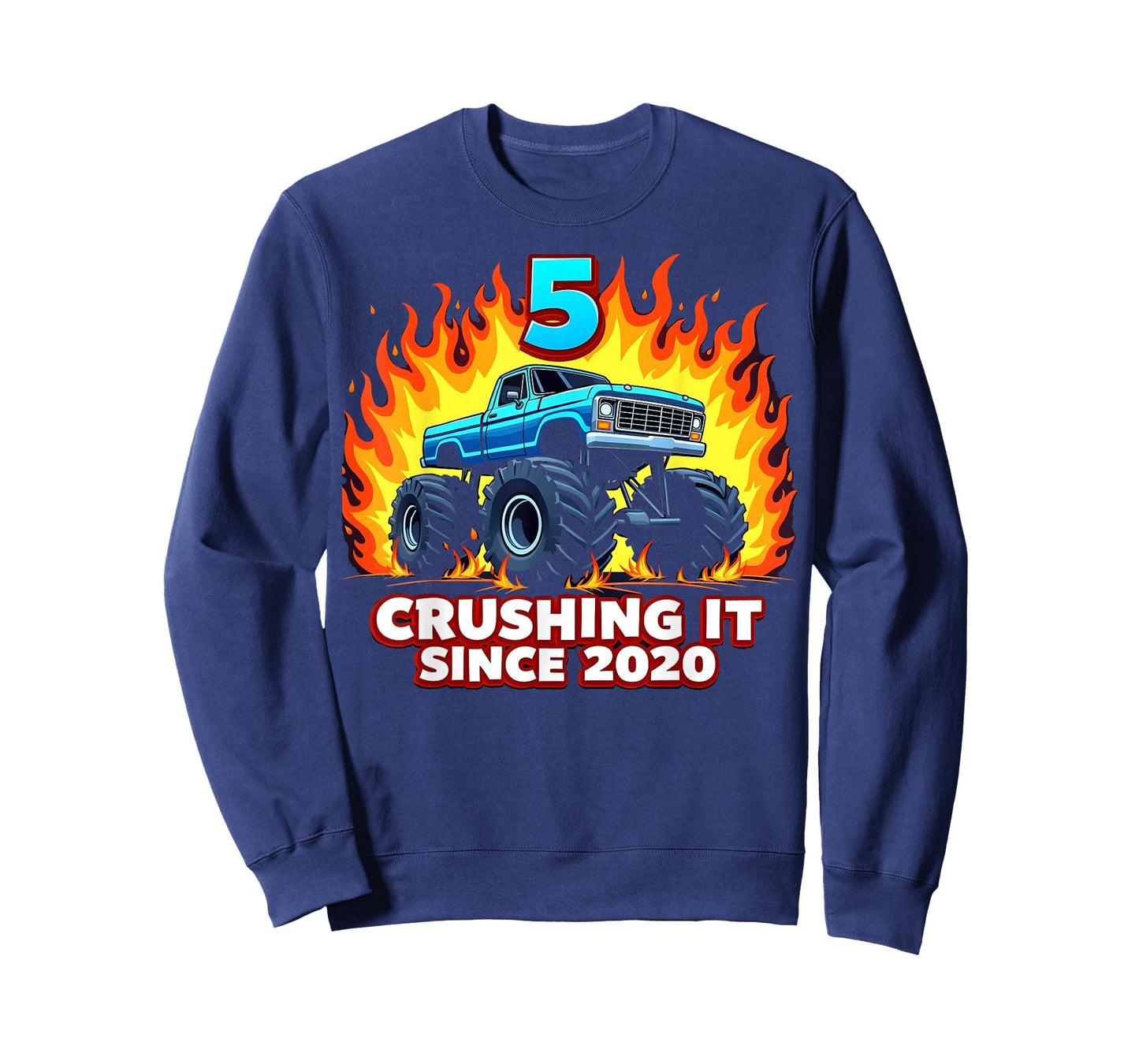 5 Year Old Monster Truck Boy Since 2020 Toddler 5th Birthday T-Shirt