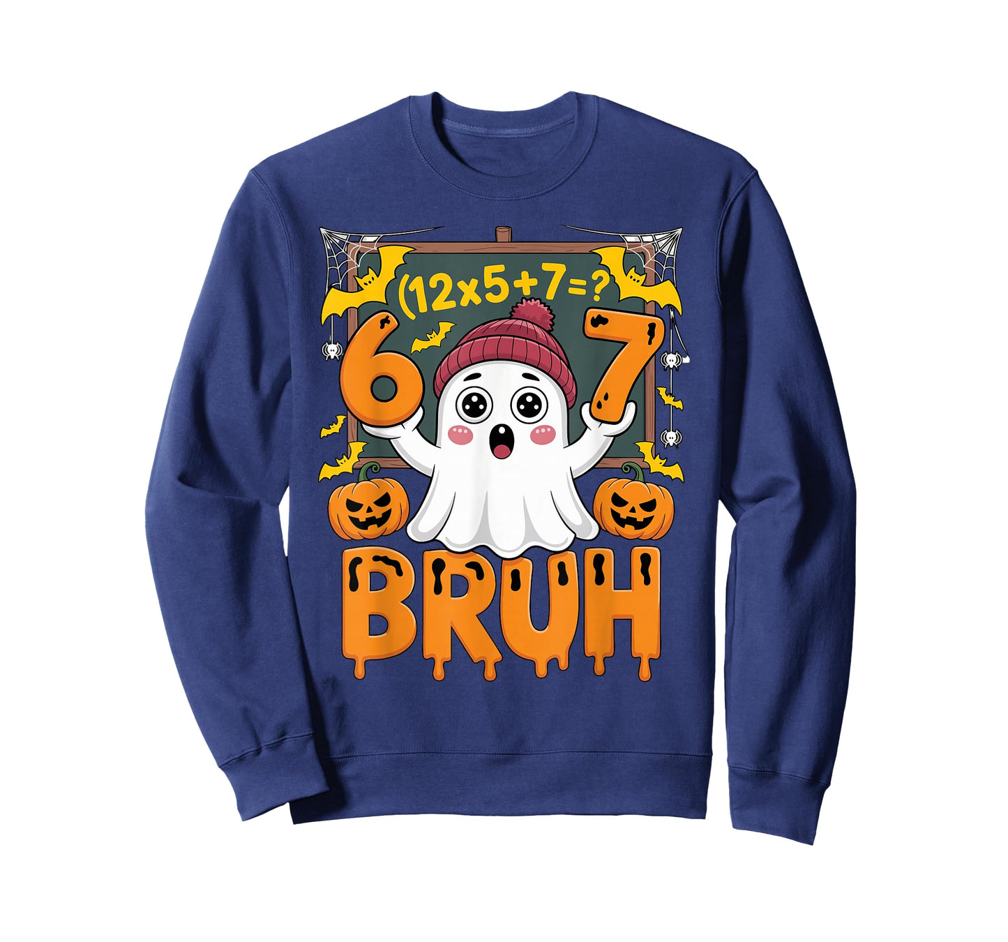 67 Teacher Halloween Ghost Six Seven Meme Math Humor Ghost T-Shirt
