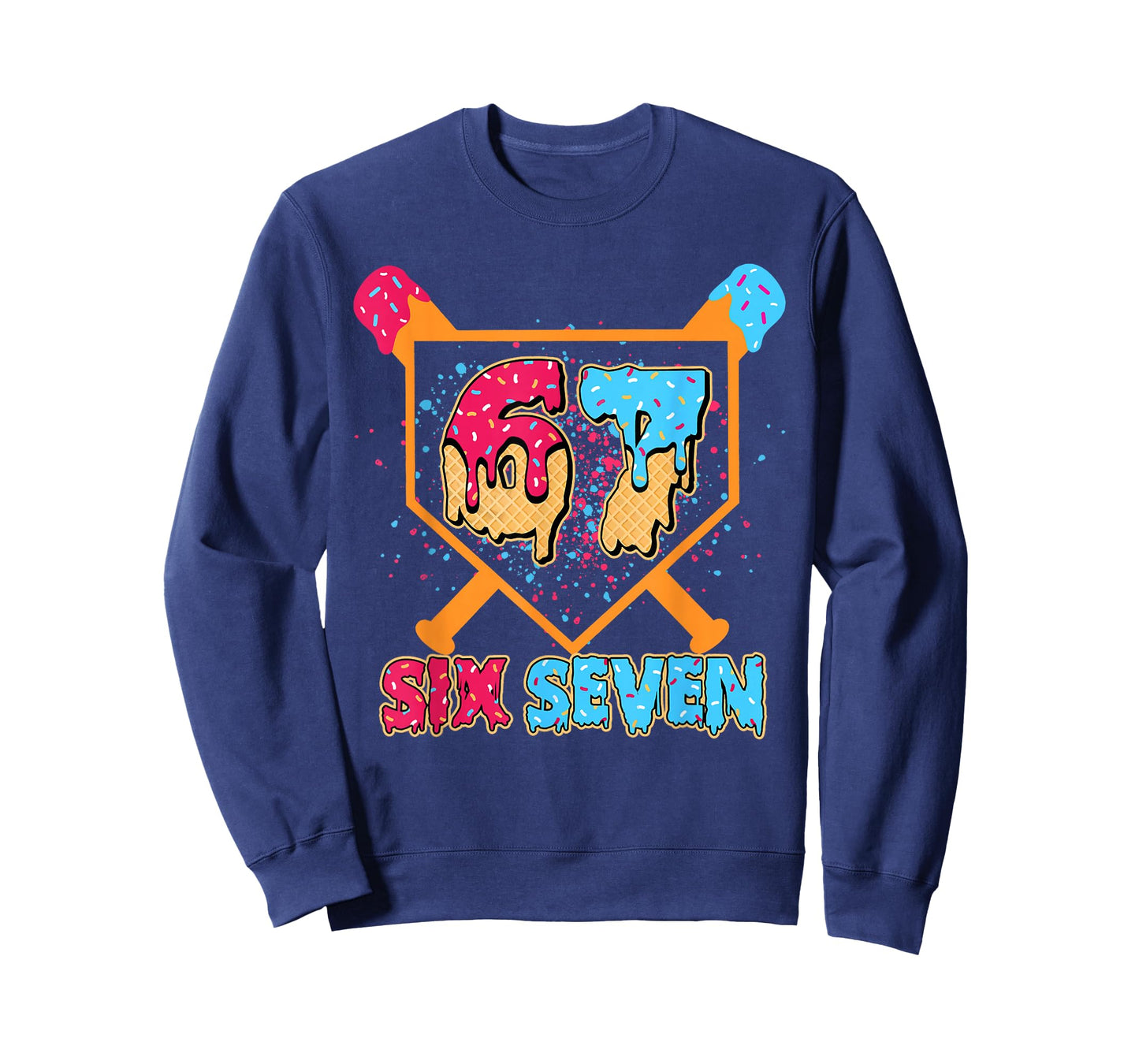 Six Seven Ice Cream Drip Cool Meme 67 Funny Number T-Shirt