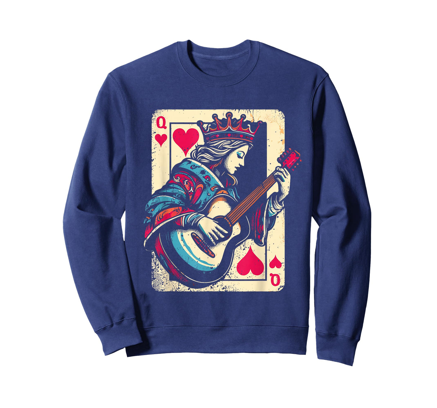 Queen Of Hearts Guitarist - Vintage Guitar Card Game Lover T-Shirt