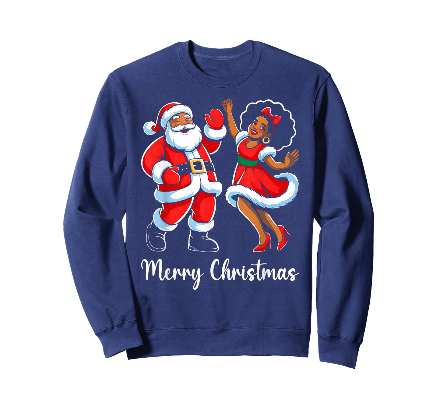 Merry Christmas African American Santa Claus Xmas Dance T-Shirt