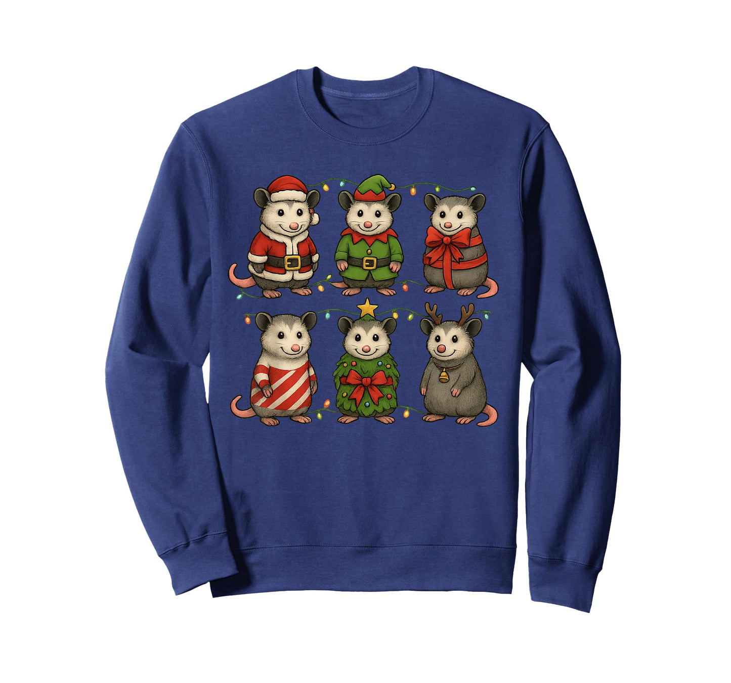Funny Christmas Opossums Illustration T-Shirt