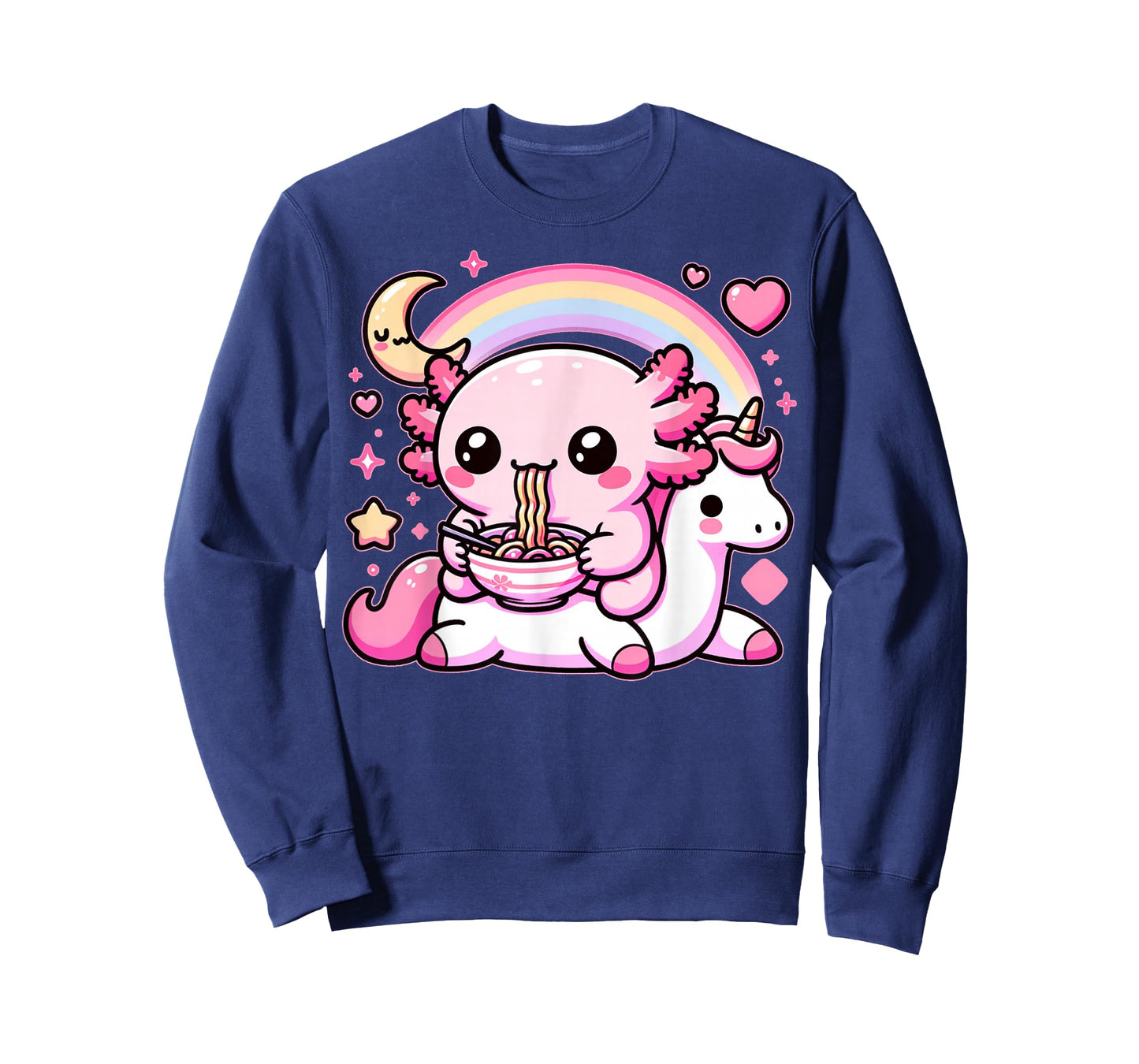 Anime Kawaii Axolotl Eating Ramen Noodles Kids Teen Girl Boy T-Shirt