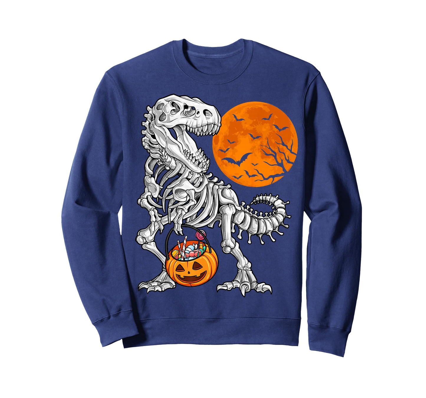 Halloween Boys Dinosaur Skeleton T rex Scary Pumpkin Moon T-Shirt