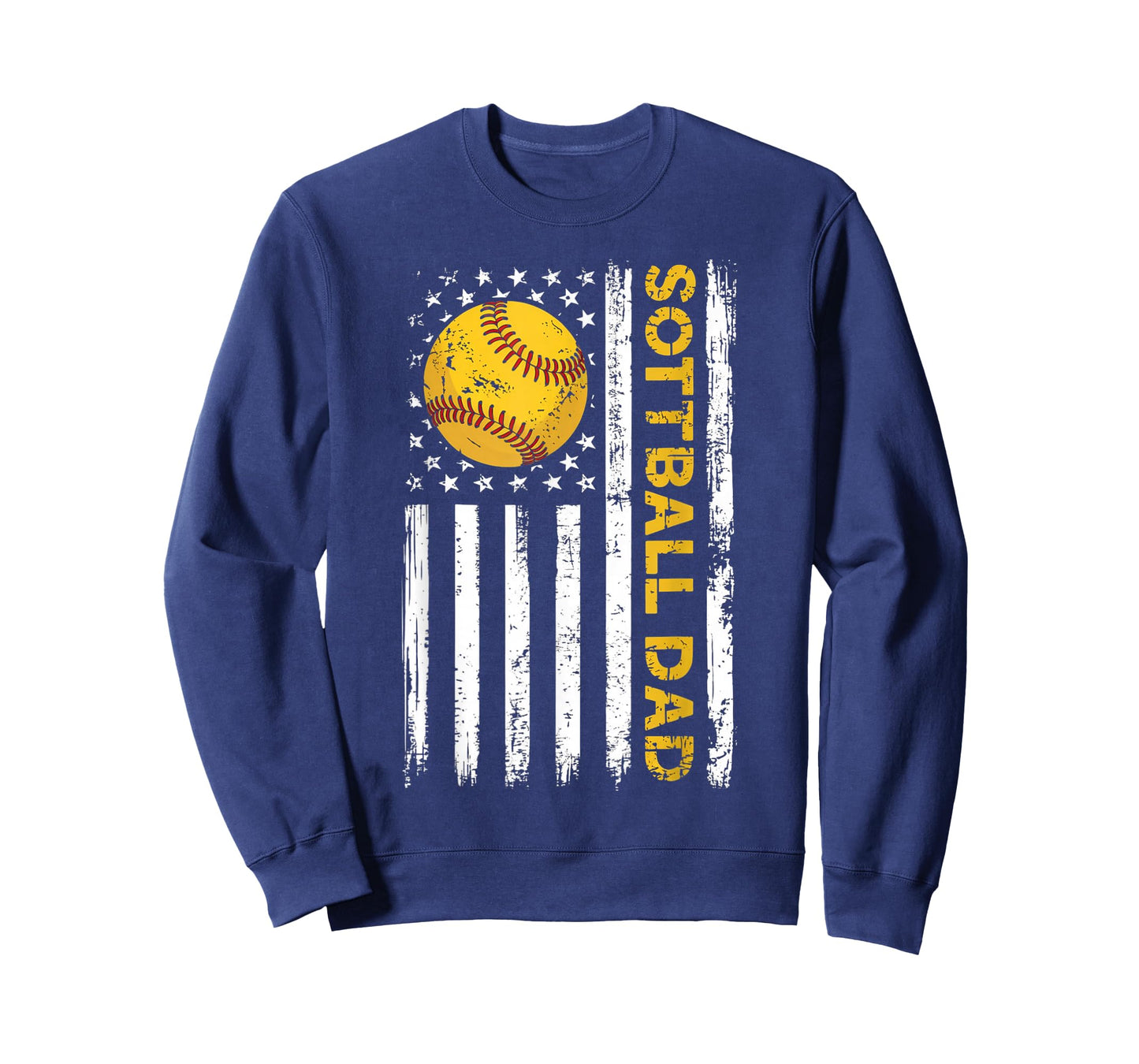 Softball Dad Usa American Flag Patriotic Dad Father's Day T-Shirt