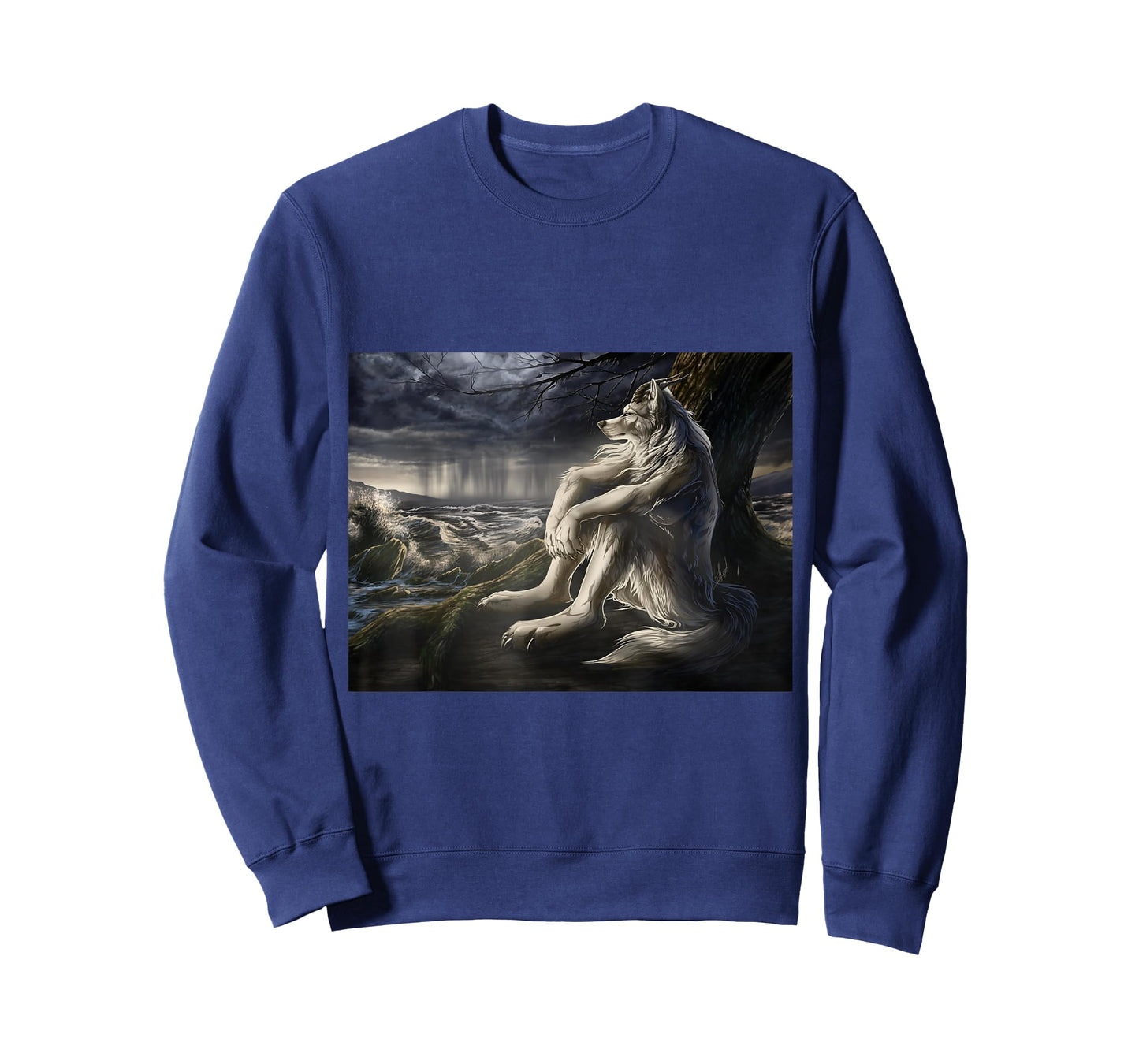 Wolf sitting under tree meme T-Shirt