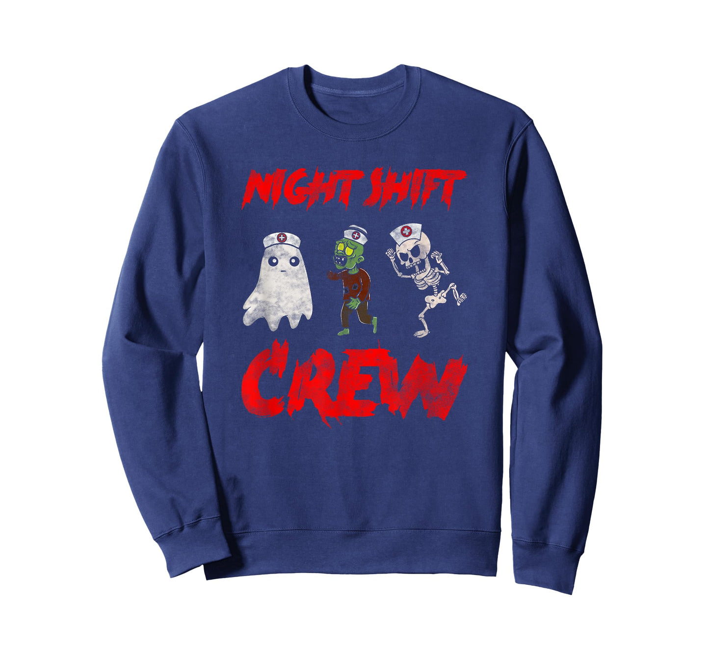 Night Shift Crew Ghost Skeleton Zombie Funny Halloween Nurse T-Shirt