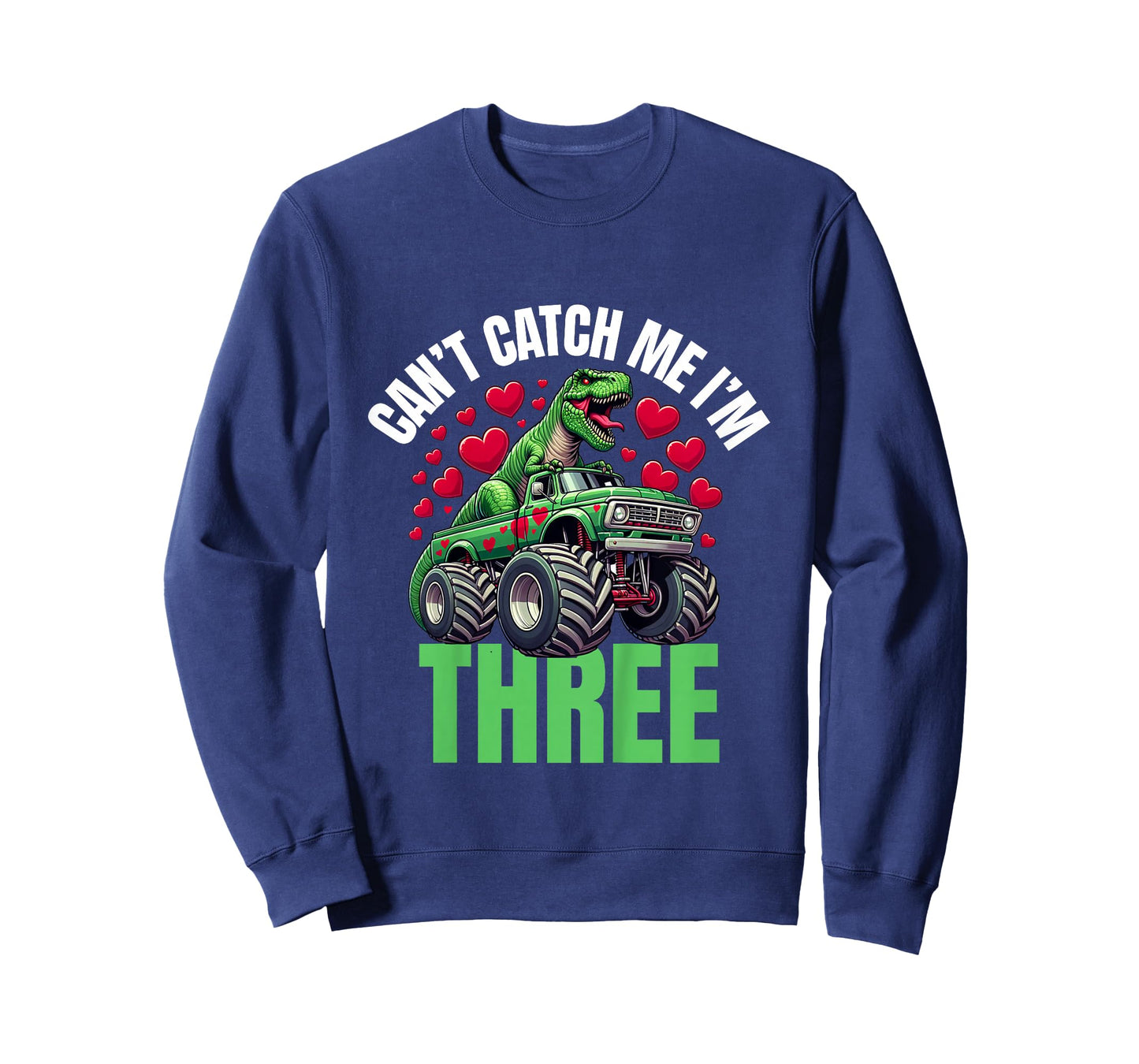 Can’t Catch Me I’m 3 - Birthday 3rd Kids Monster Trucks T-Shirt