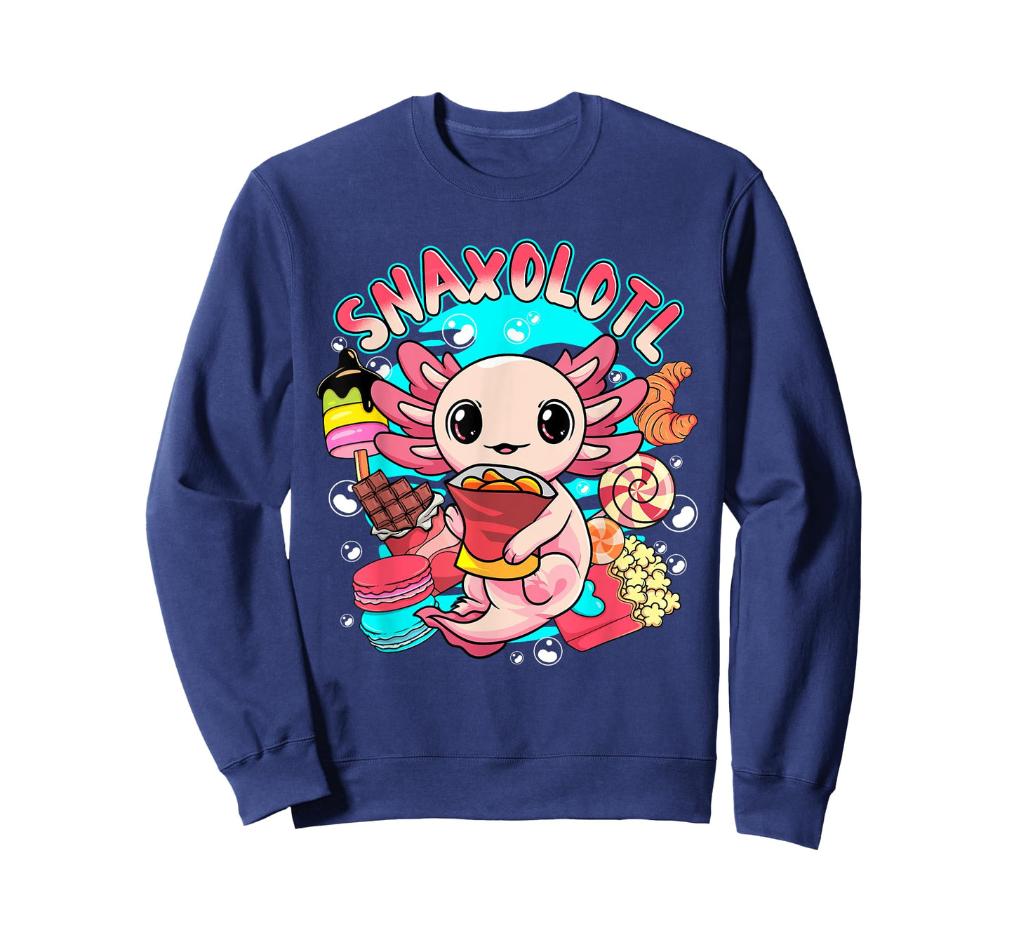 Cute Axolotl Lover Snaxolotl Food Sweets Kids Boys Girls T-Shirt