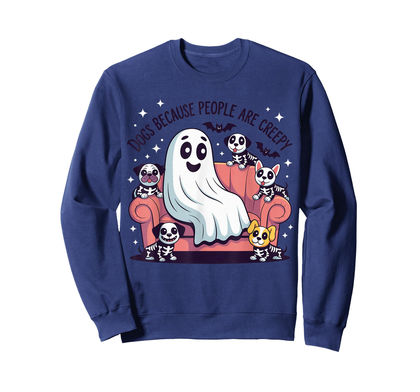 Dogs Because People Are Creepy Ghost Funny Halloween T-Shirt