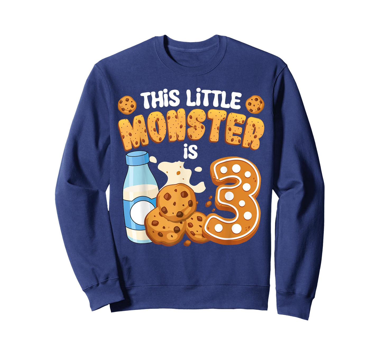 Milk and Cookies This Little Monster Is 3 3rd Bday Boy Girl T-Shirt