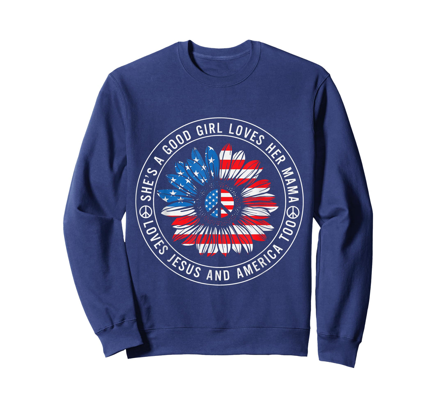 She Loves Her Mama Jesus and America Peace Sign T-Shirt