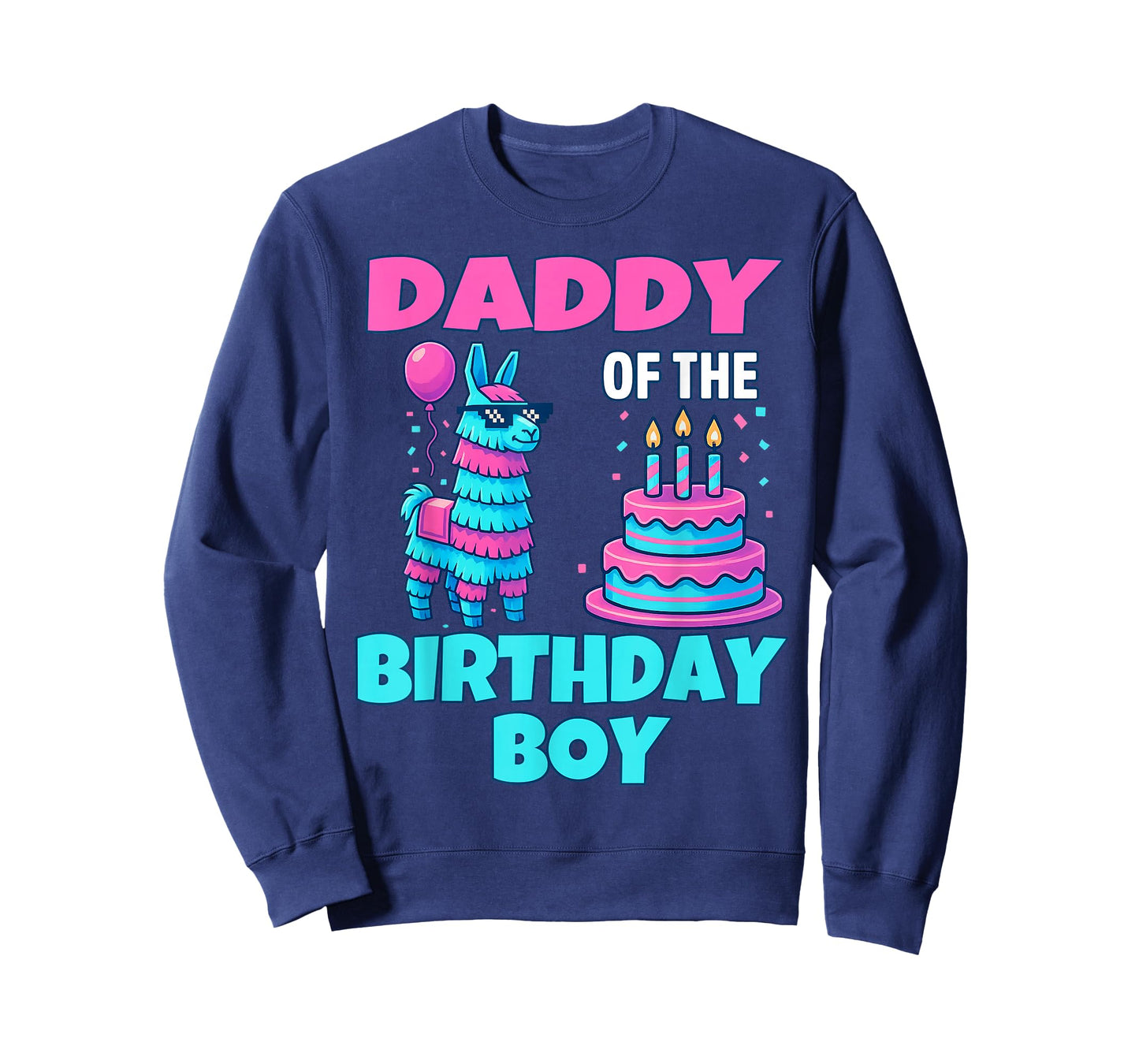 dad of Birthday Boy Llama Pinata Party family mathing men T-Shirt