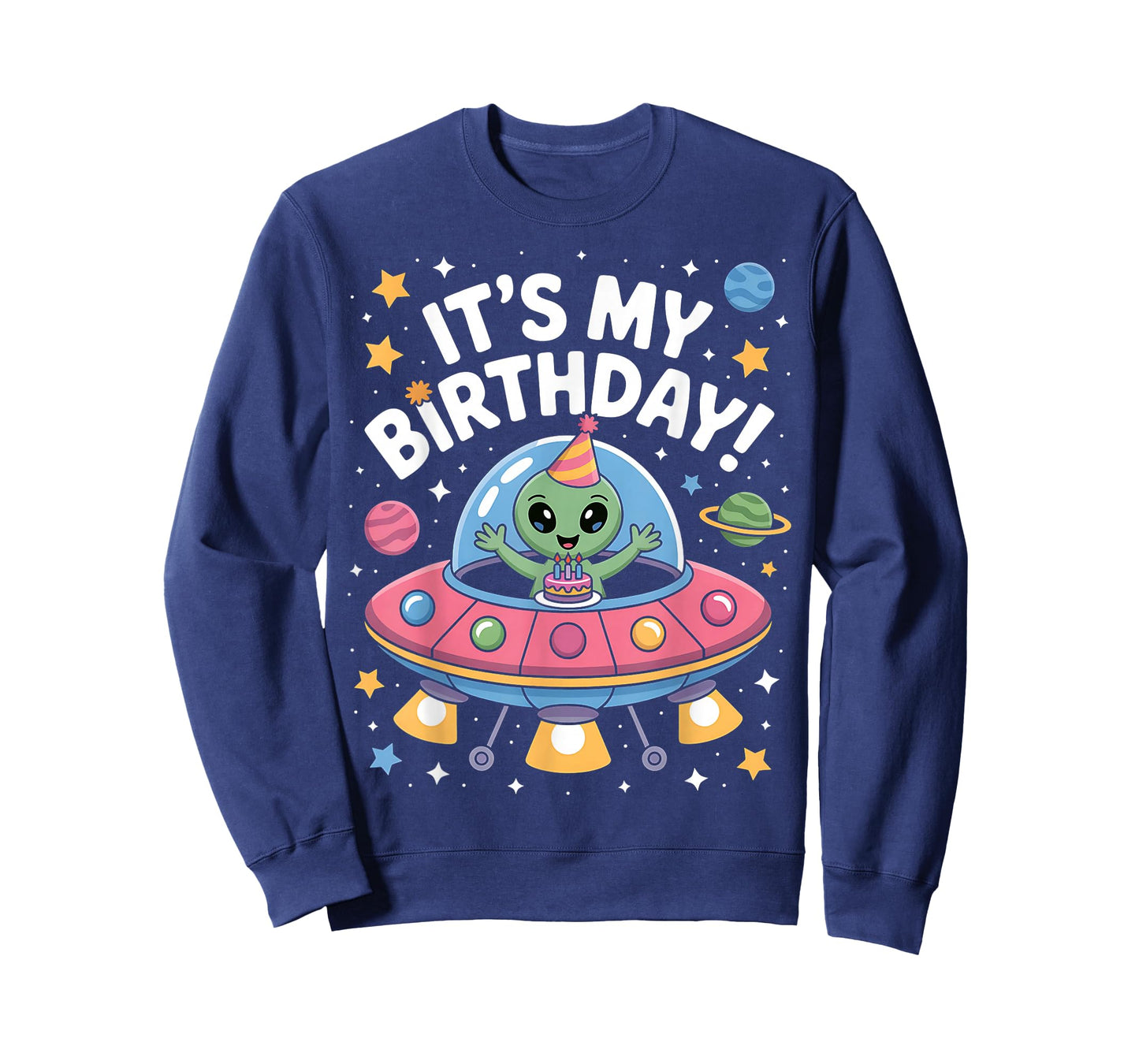 It's My Birthday Cute Alien UFO Ship in Space Funny Alien T-Shirt