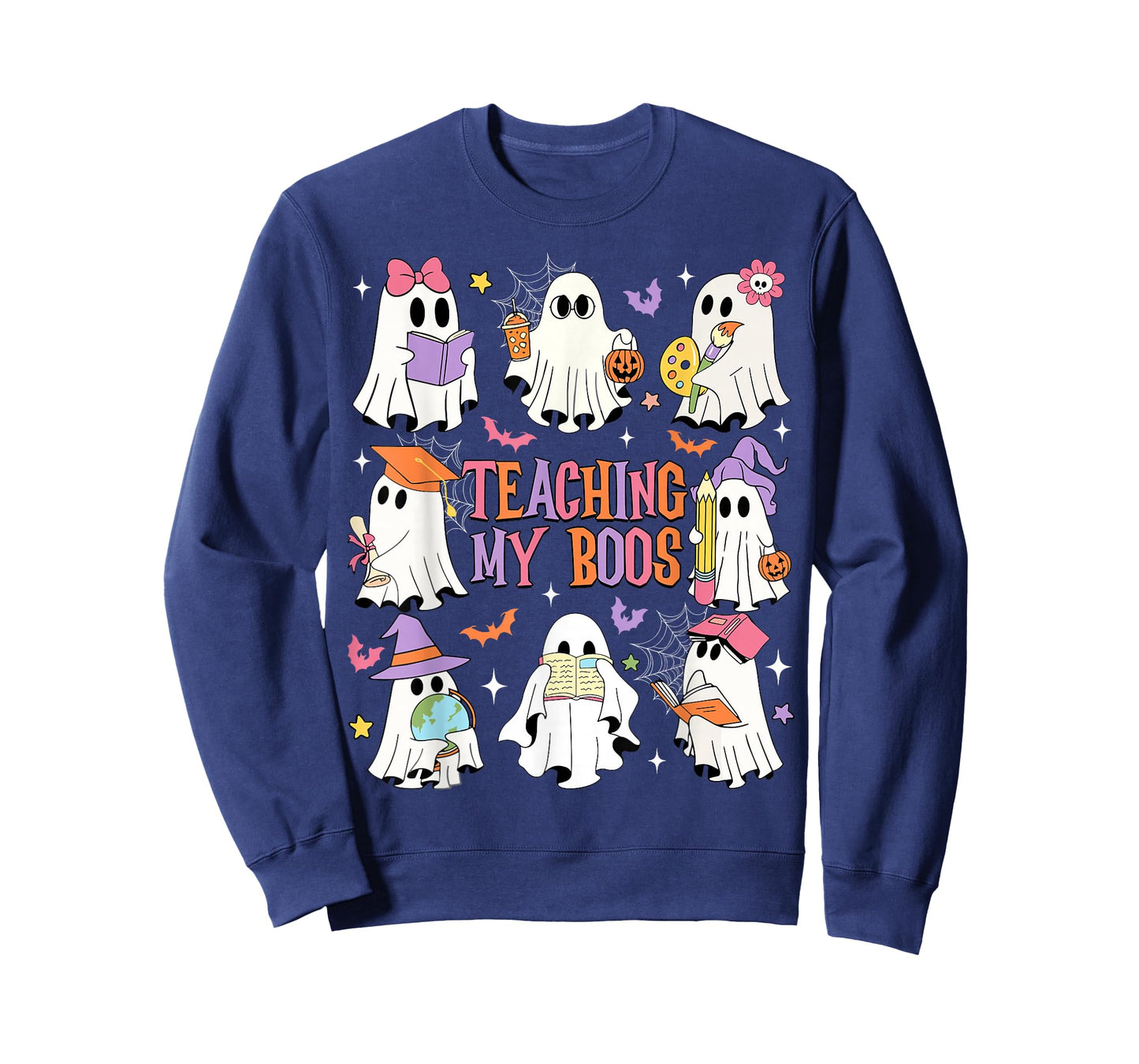 Teaching My Boos Teacher Cute Ghost Groovy Teacher Halloween T-Shirt
