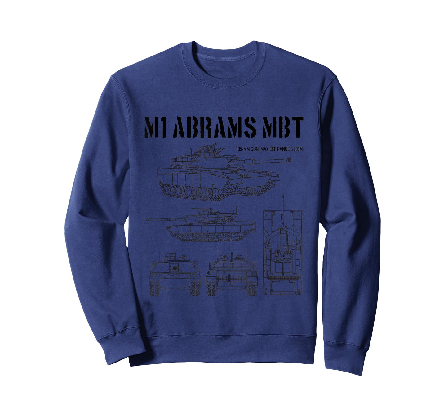 M1 Abrams Tank Schematic Vintage Military Armor Tank Black T-Shirt