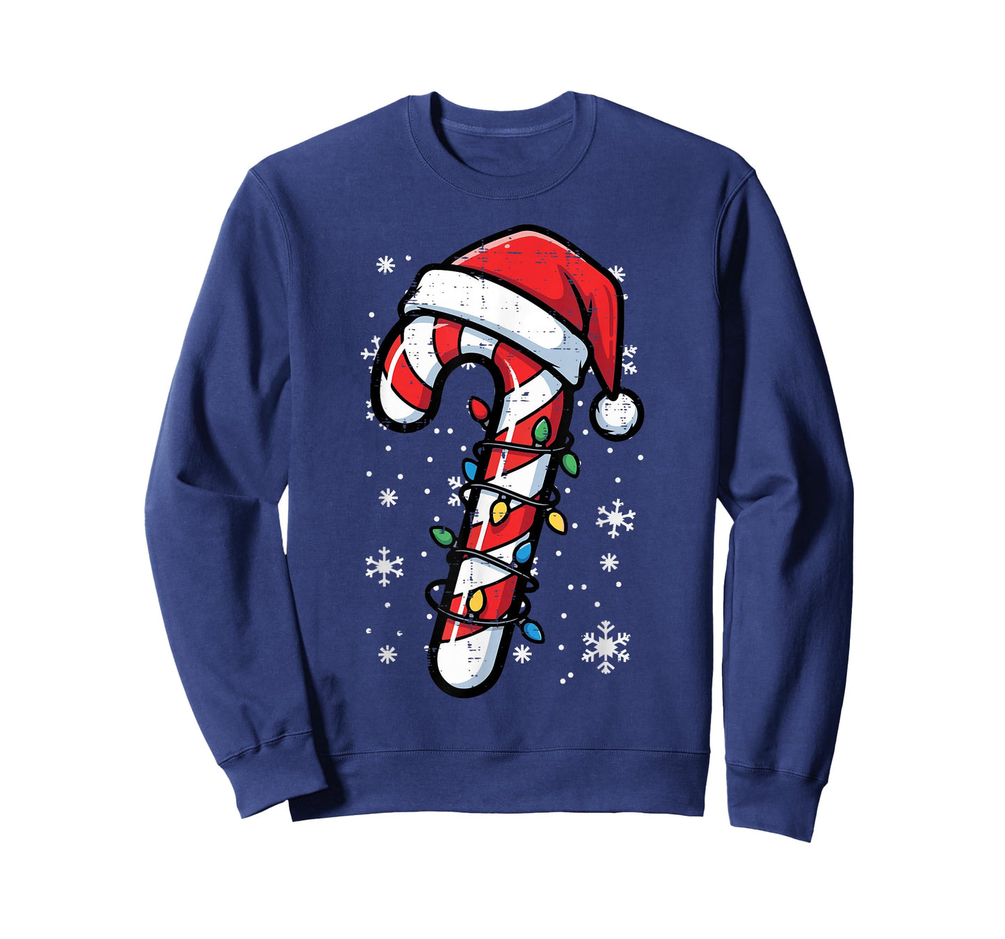 Candy Cane Santa Christmas Lights Funny Xmas Kids Men Women T-Shirt
