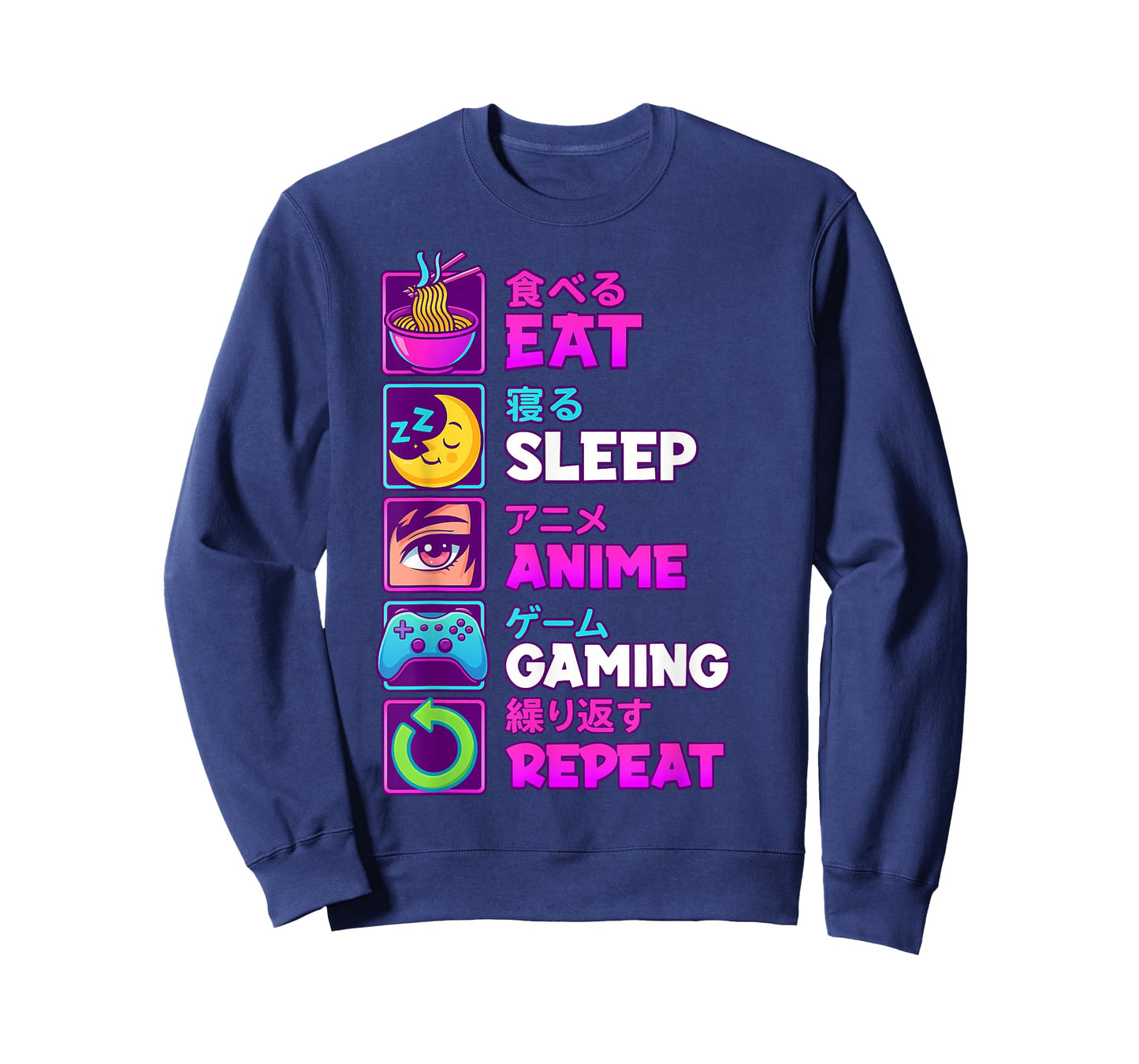 Eat Sleep Anime Gaming Repeat Kawaii Otaku Anime Manga T-Shirt