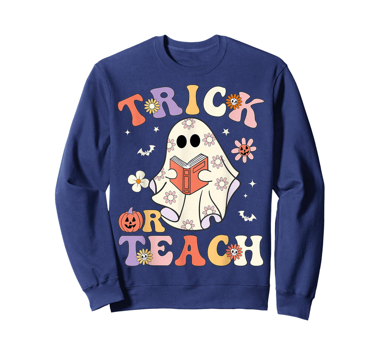 Teacher Halloween Trick or Teach Floral Ghost T-Shirt