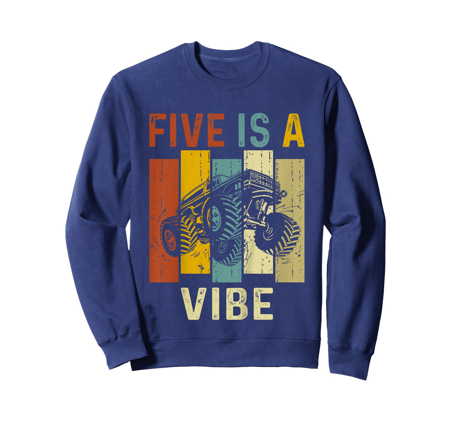 Five Is A Vibe Cute 5th Birthday design Monster 5Years Truck T-Shirt