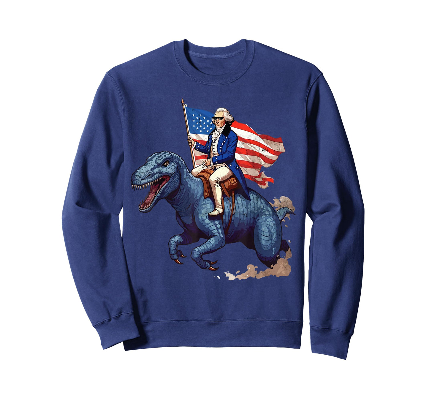 Funny George Washington Riding a Tyrannosaurus Rex Patriotic T-Shirt