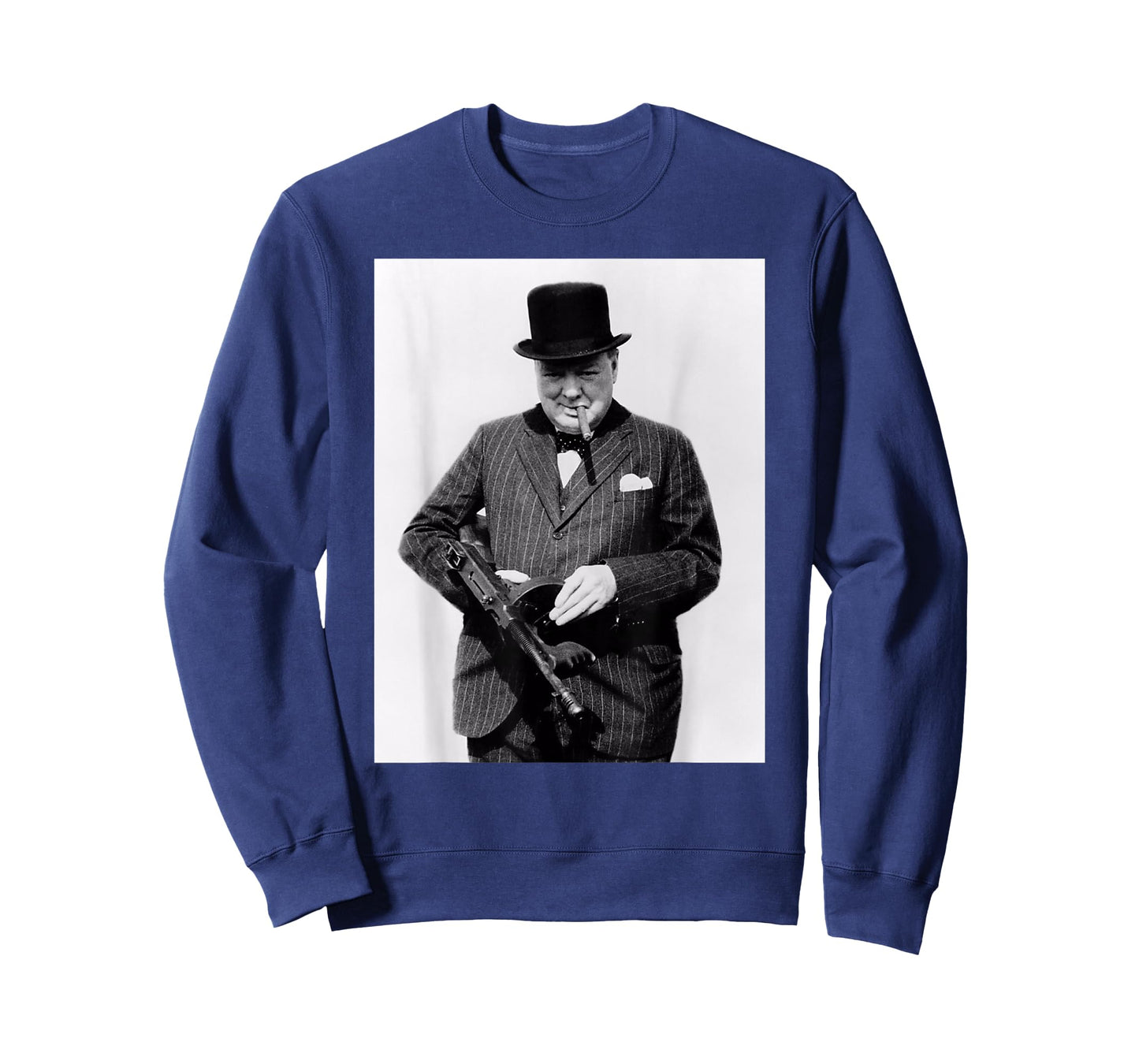 Sir Winston Churchill T-Shirt - Tommy Gun Patriot - Black - Small - Unisex-Adults - Short Sleeve - Classic Fit - Cotton 60%, Polyester 40%