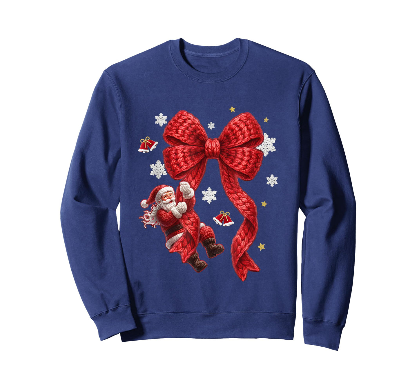 Coquette Bow Christmas Tree Xmas Faux Yarn Crochet T-Shirt