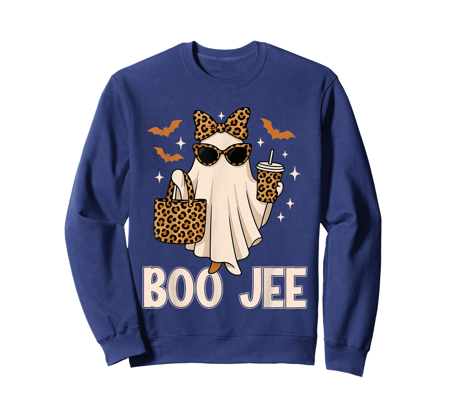 Coquette Leopard Ghost Coffee Boo JEE Halloween Boujee Ghost T-Shirt