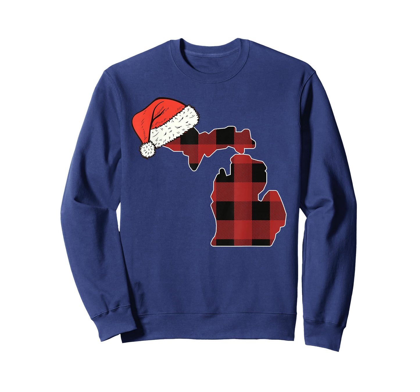 Michigan Plaid Christmas Santa Hat Holiday Matching T-Shirt