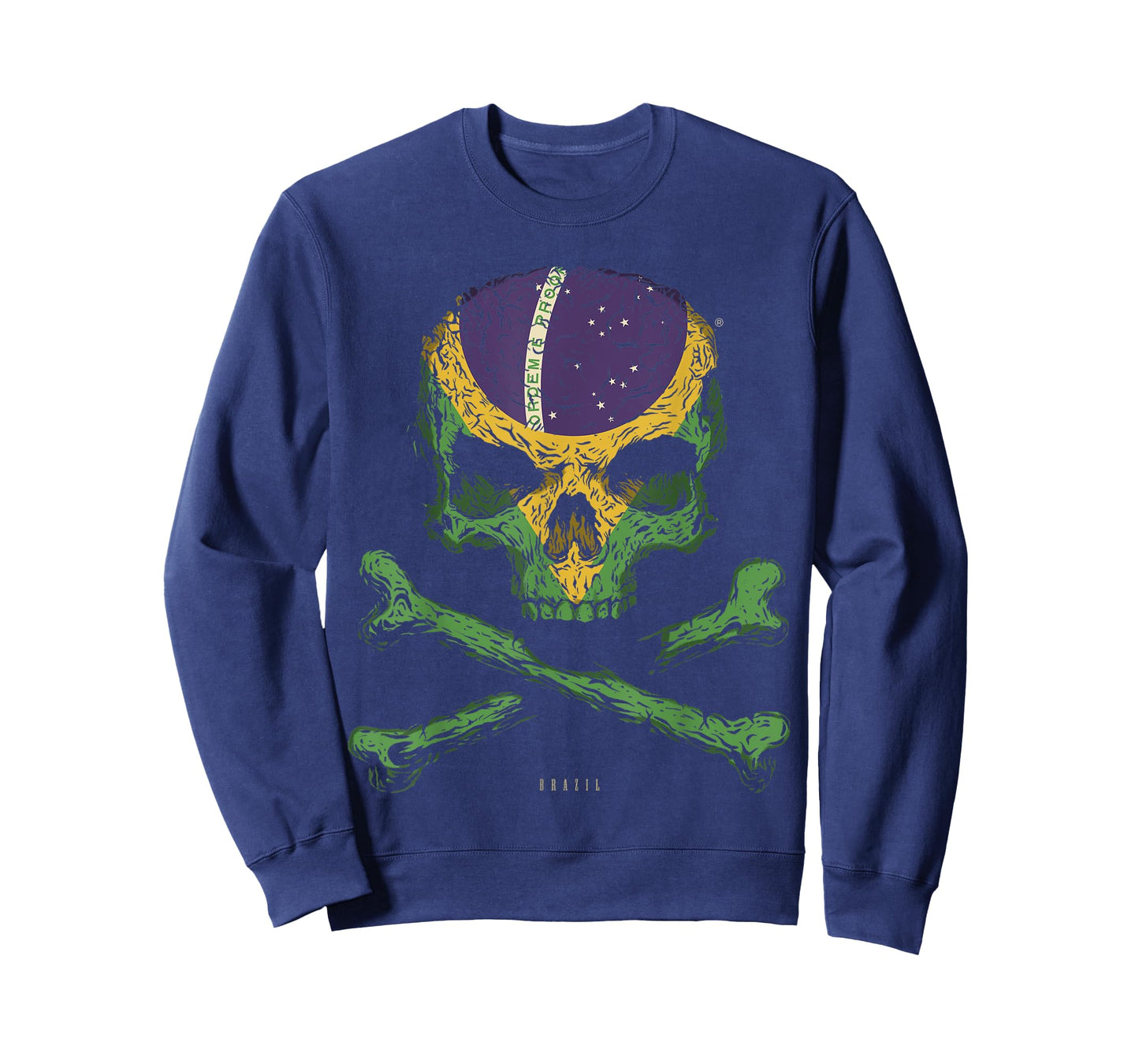 SKULL CROSSBONES BRAZIL Flag Skeleton Brazilian Heart T-Shirt