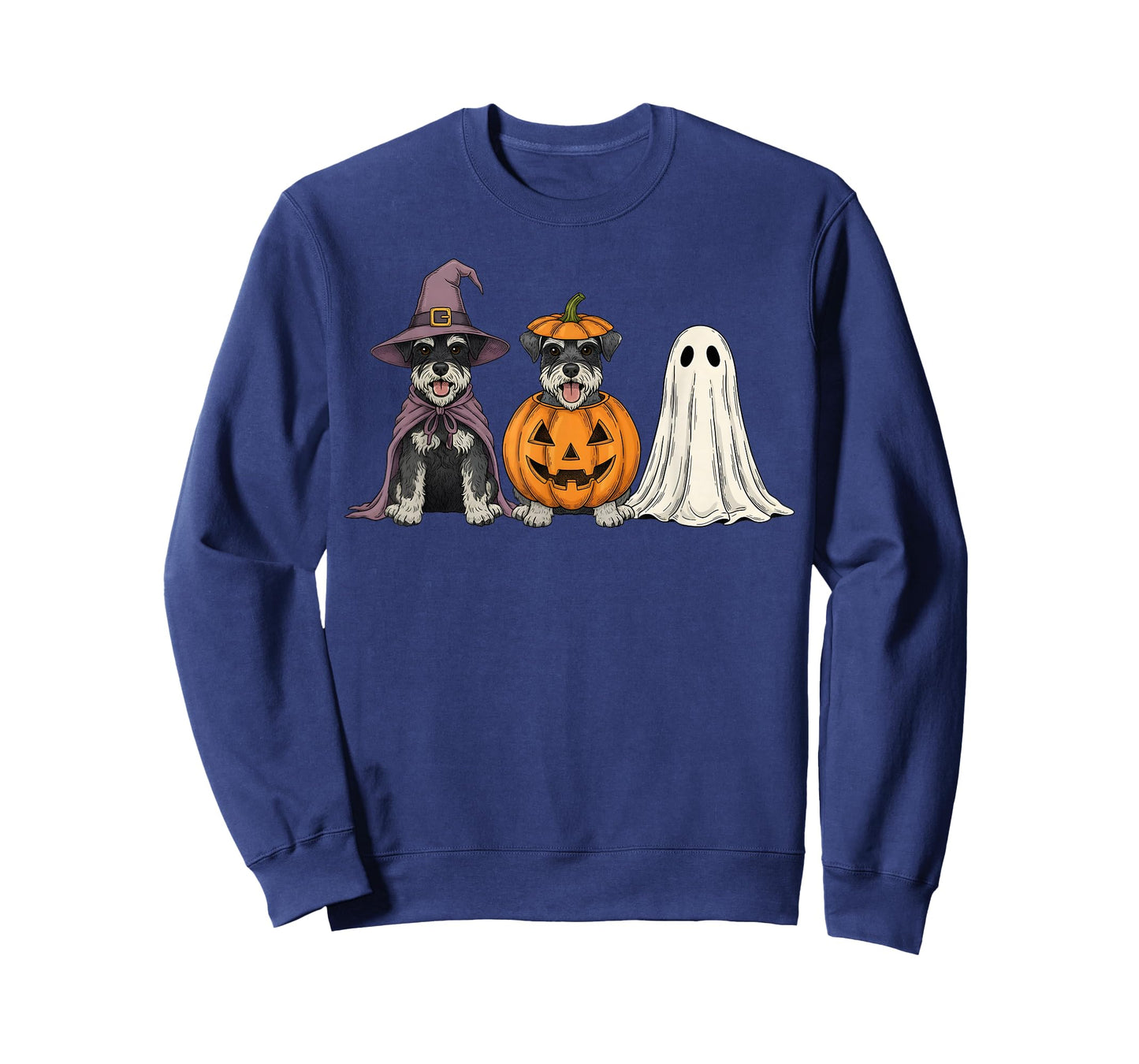 Spooky Ghost Miniature Schnauzer Pumpkin Halloween Dog Lover T-Shirt